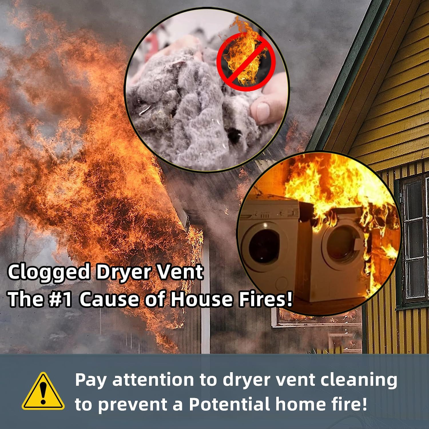 Dryer Vent Cleaning Kit Vacuum Attachment Hose Lint Cleaner Fire Prevention