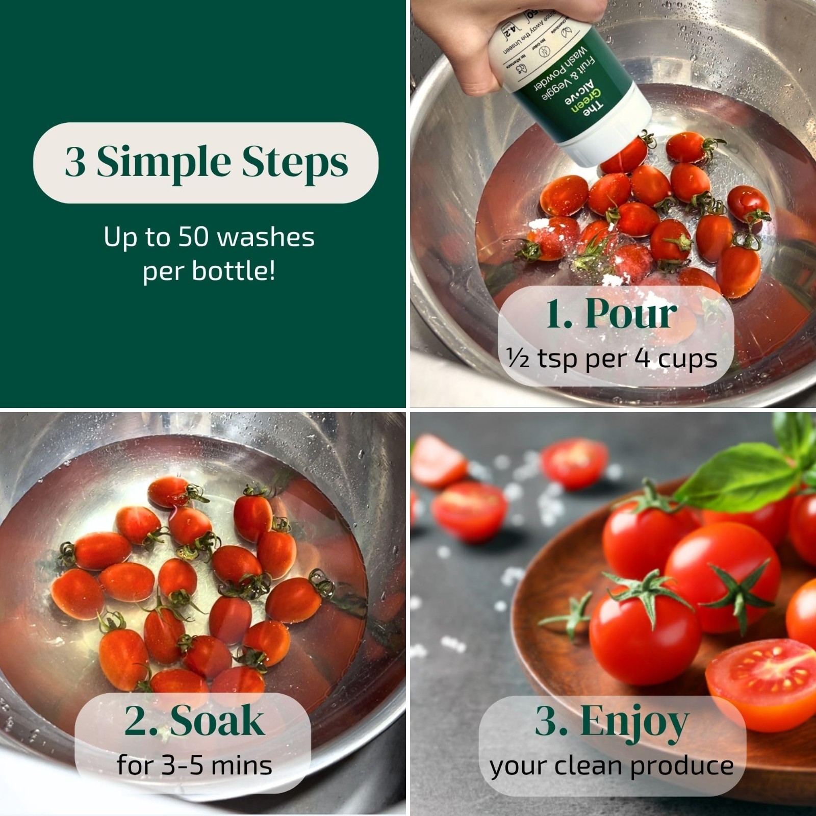 Natural Fruit & Vegetable Wash Powder – Produce Cleaner, Dirt & Residue Remover