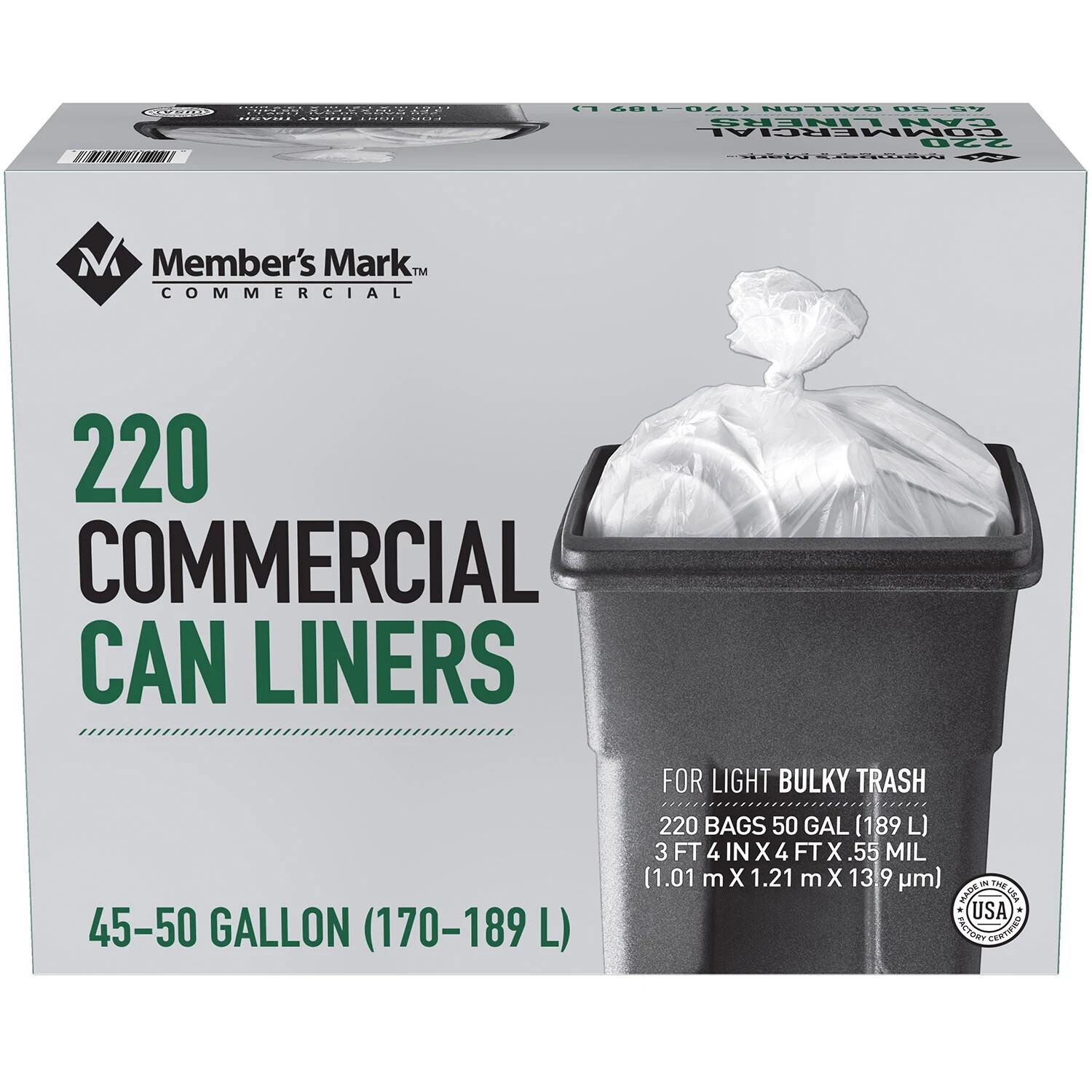 Member’s Mark 50 Gallon Commercial Trash Bags (220 ct.) Great Price