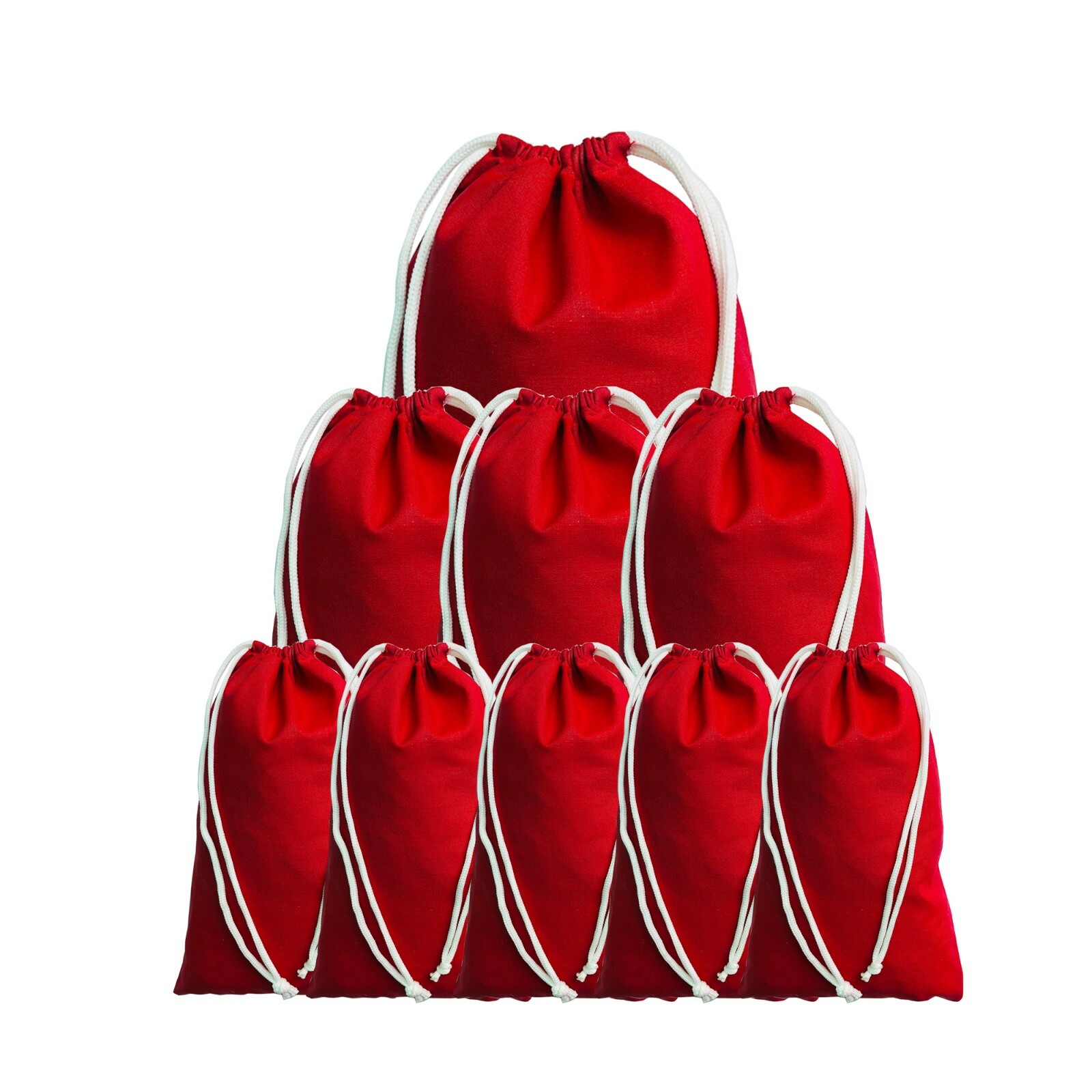 Red Poly – Cotton Bags, Reusable Produce Bags, Single Drawstring – lot