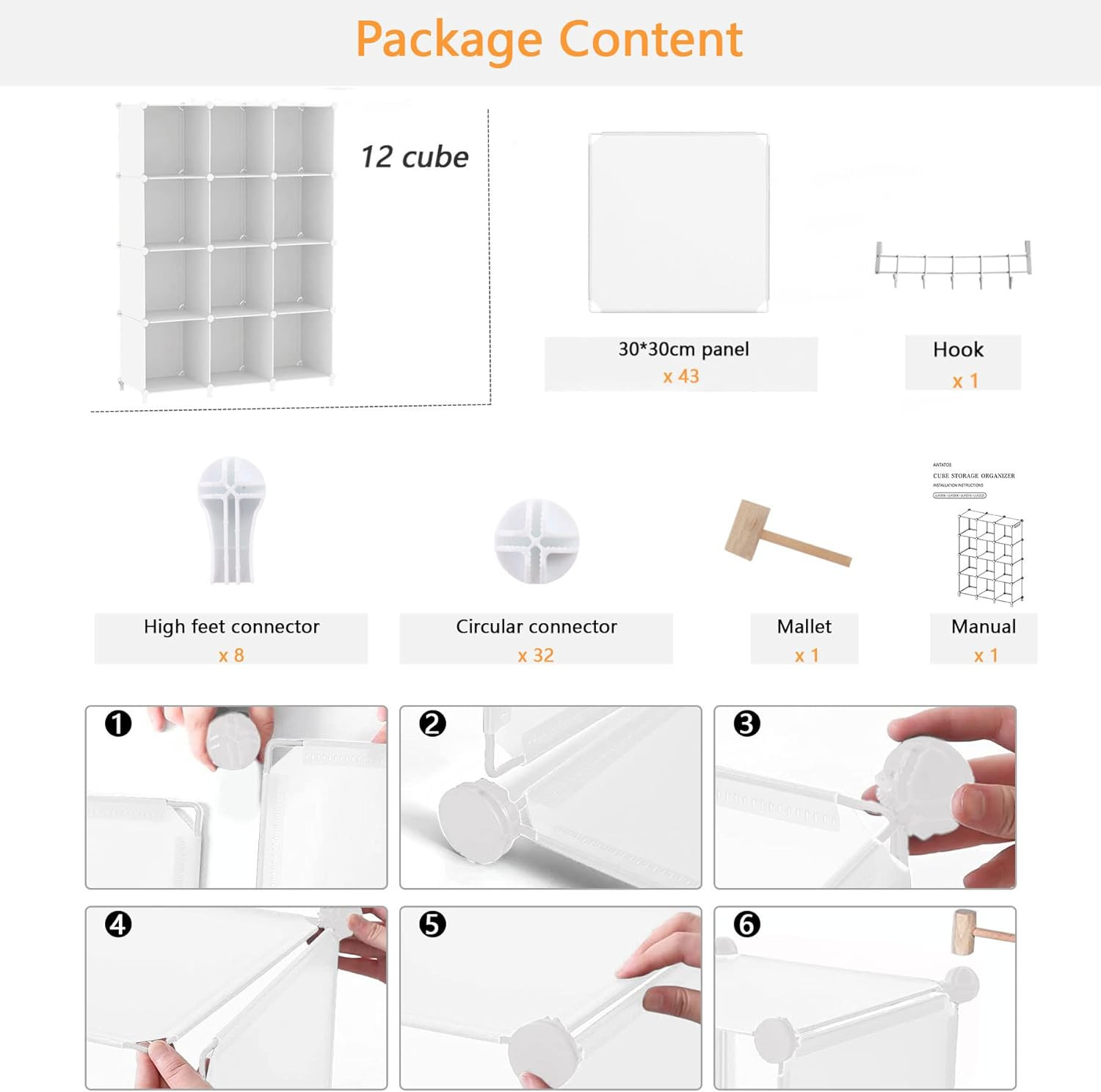 12 Cube Storage Organizer, Closet Organizer Storage Shelves, White |