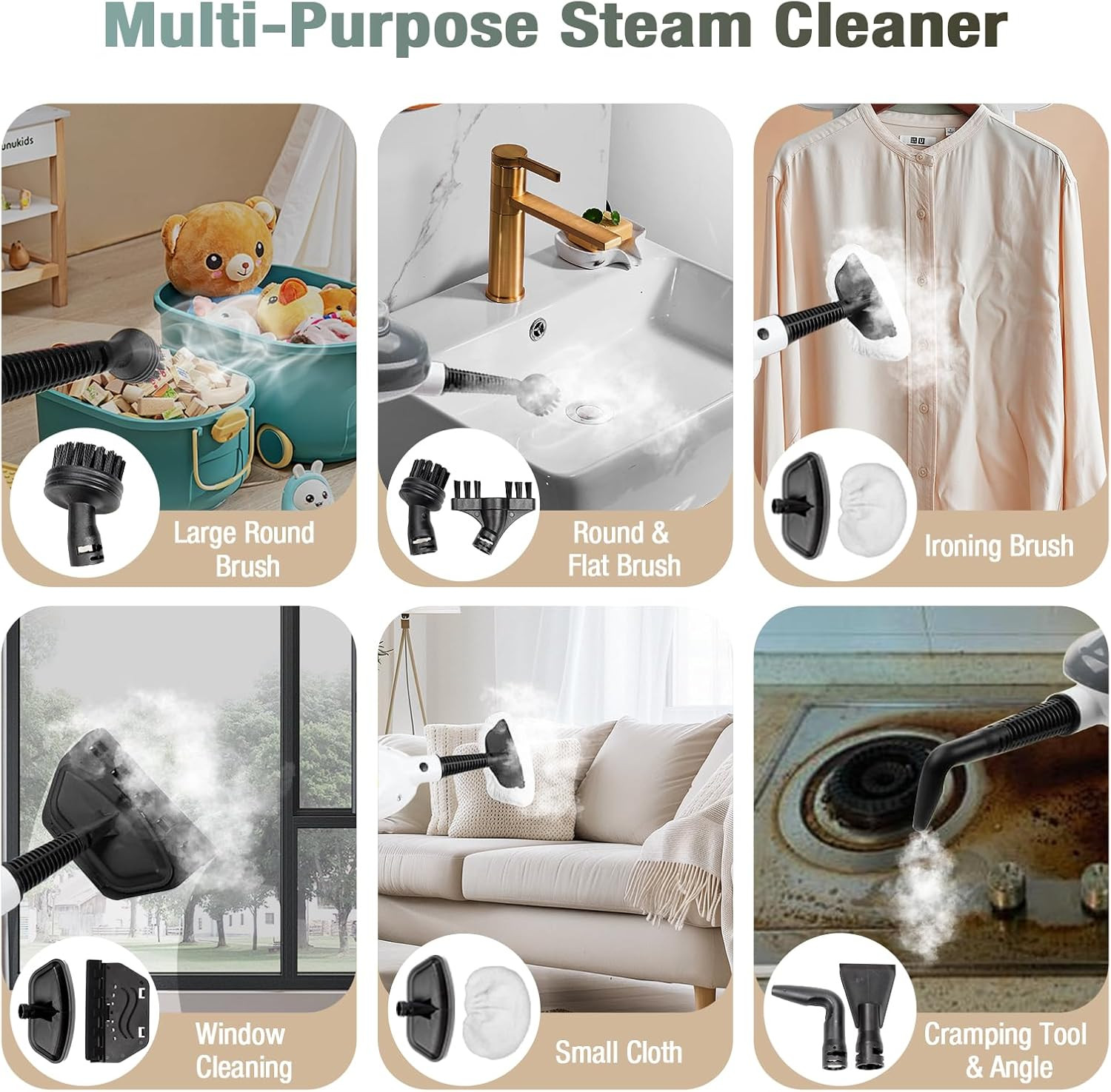 11-In-1 Steam Mop, Powerful Handheld Steam Cleaner for Home with 23FT Cord &15.