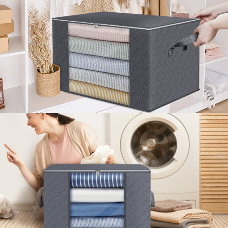 3-piece Storage Bag Foldable Closet Storage Container with Lid Reinforced Handle