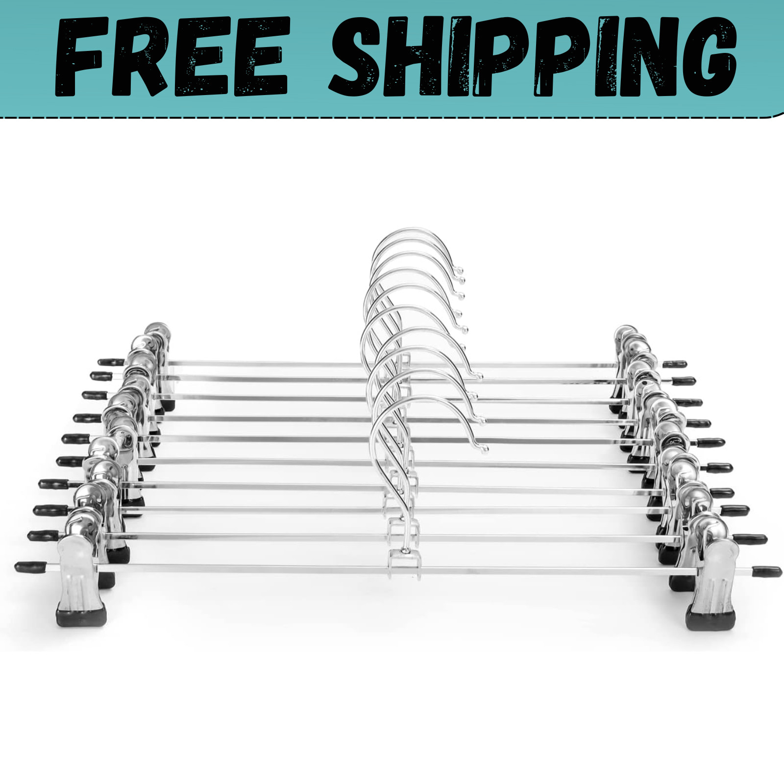 Pants Hangers with Clips Heavy Duty 10 Pack Adjustable Metal Pants Hanger Skirt