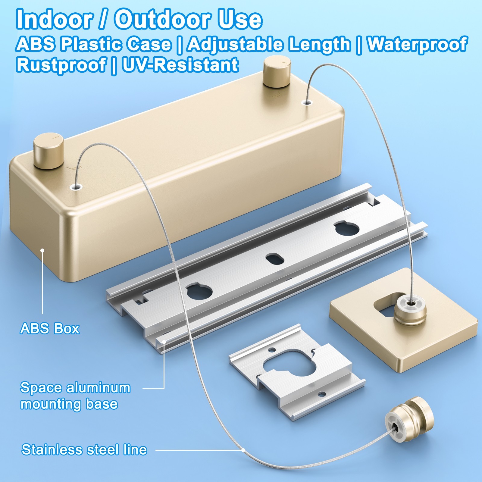 Retractable Clothesline 304 Stainless Steel 33lb Load Indoor/Outdoor Wall Mount