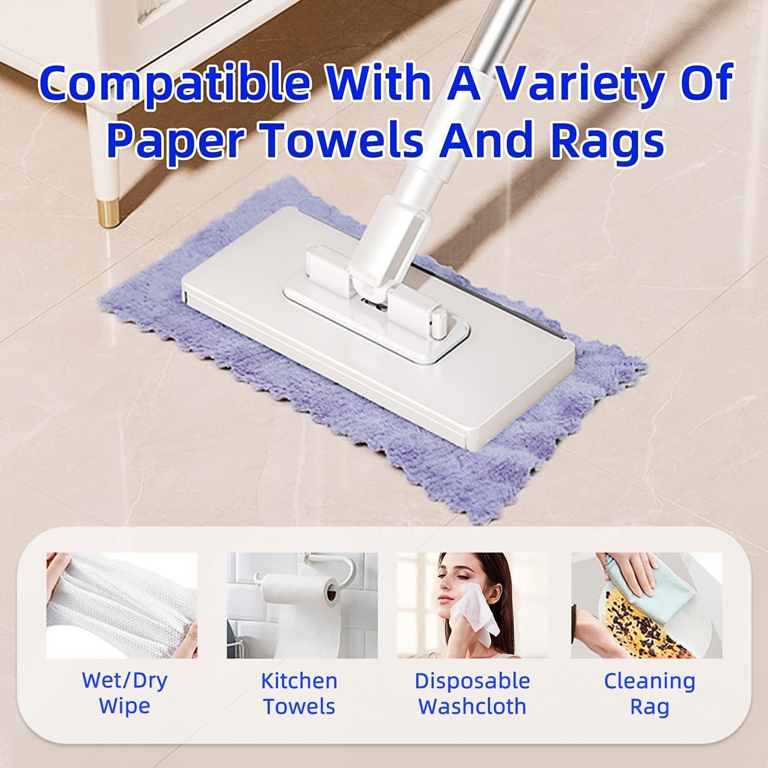 KZKR Snap Grip Mini Mop, No-Touch Disposable Lazy Mop, Easy Mopping Flat Dust Mo