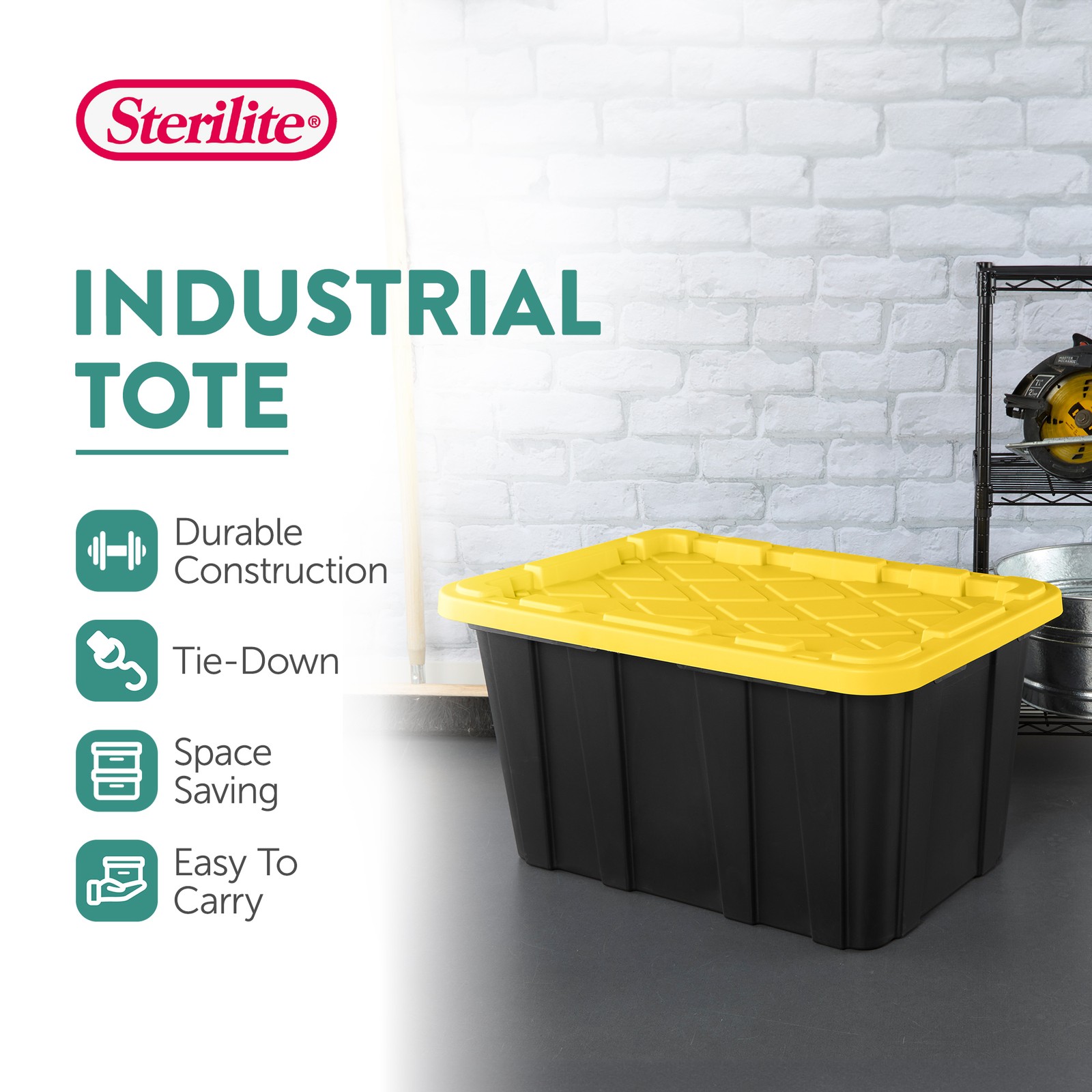 Sterilite 27 Gallon Industrial Stackable Storage Tote Lidded Containers, 8 Pack