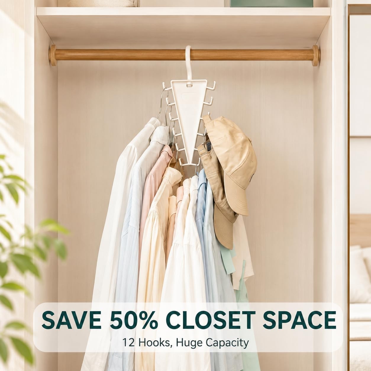 12 Hooks Space Saving Closet Hanger Organizer, V-Shape Multi Hook Clothes Hanger