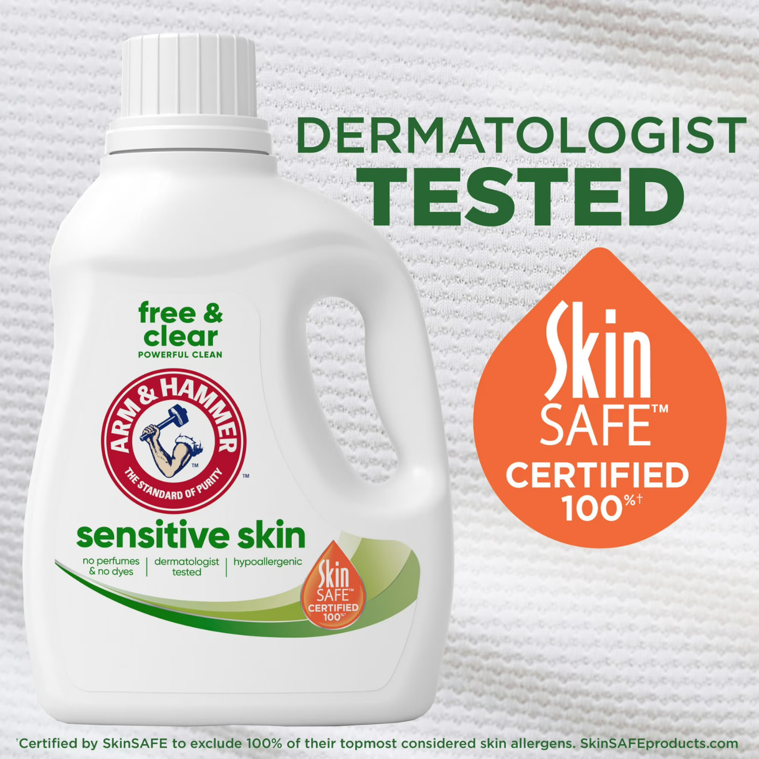 ARM & HAMMER Free & Clear Sensitive Skin Detergent 105oz 105 Loads, 4 Pack