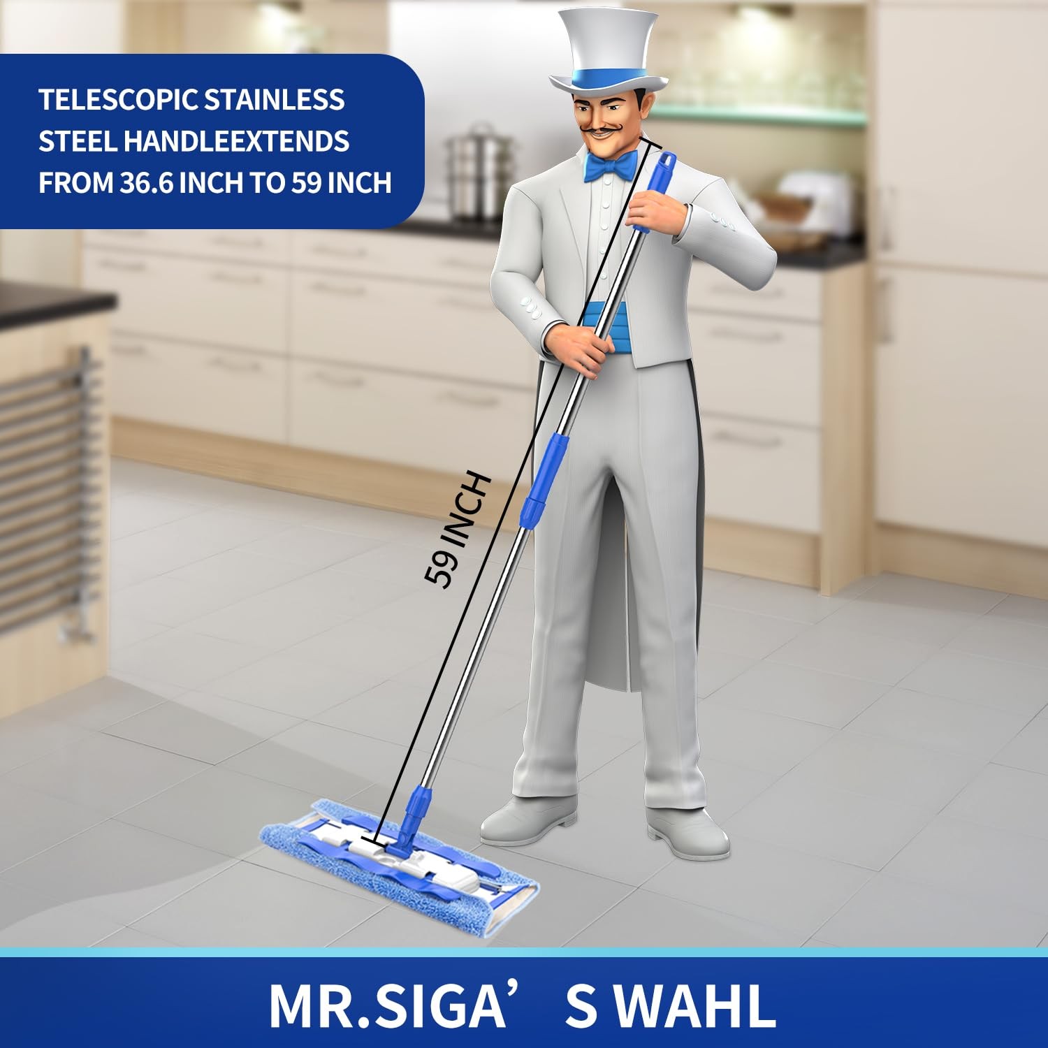 Professional Microfiber Mop for Hardwood Laminate Tile Floor Cleaning Stainle…