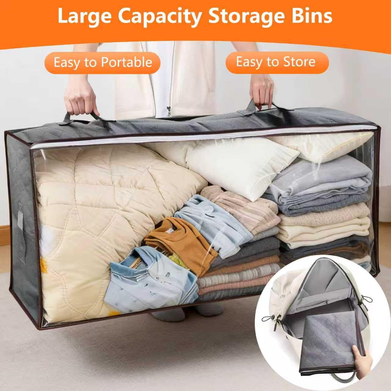 90L Under Bed Storage Containers,4-Pack Closet Organizers and 4 Pack, Grey