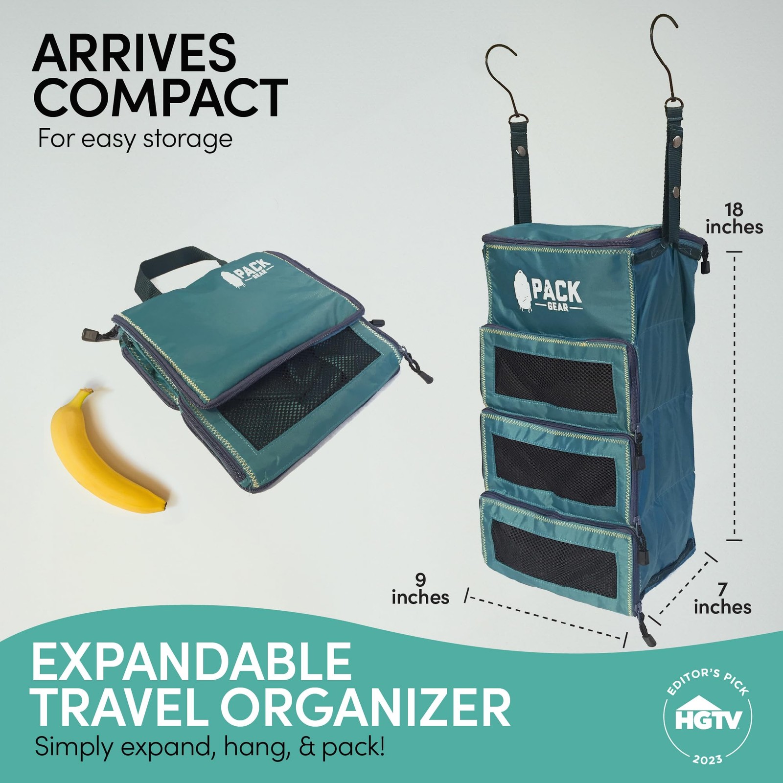 Hanging Luggage Organizer 9.75″ X 7.75″ X 19″ – Mesh Windows for Easy Packing