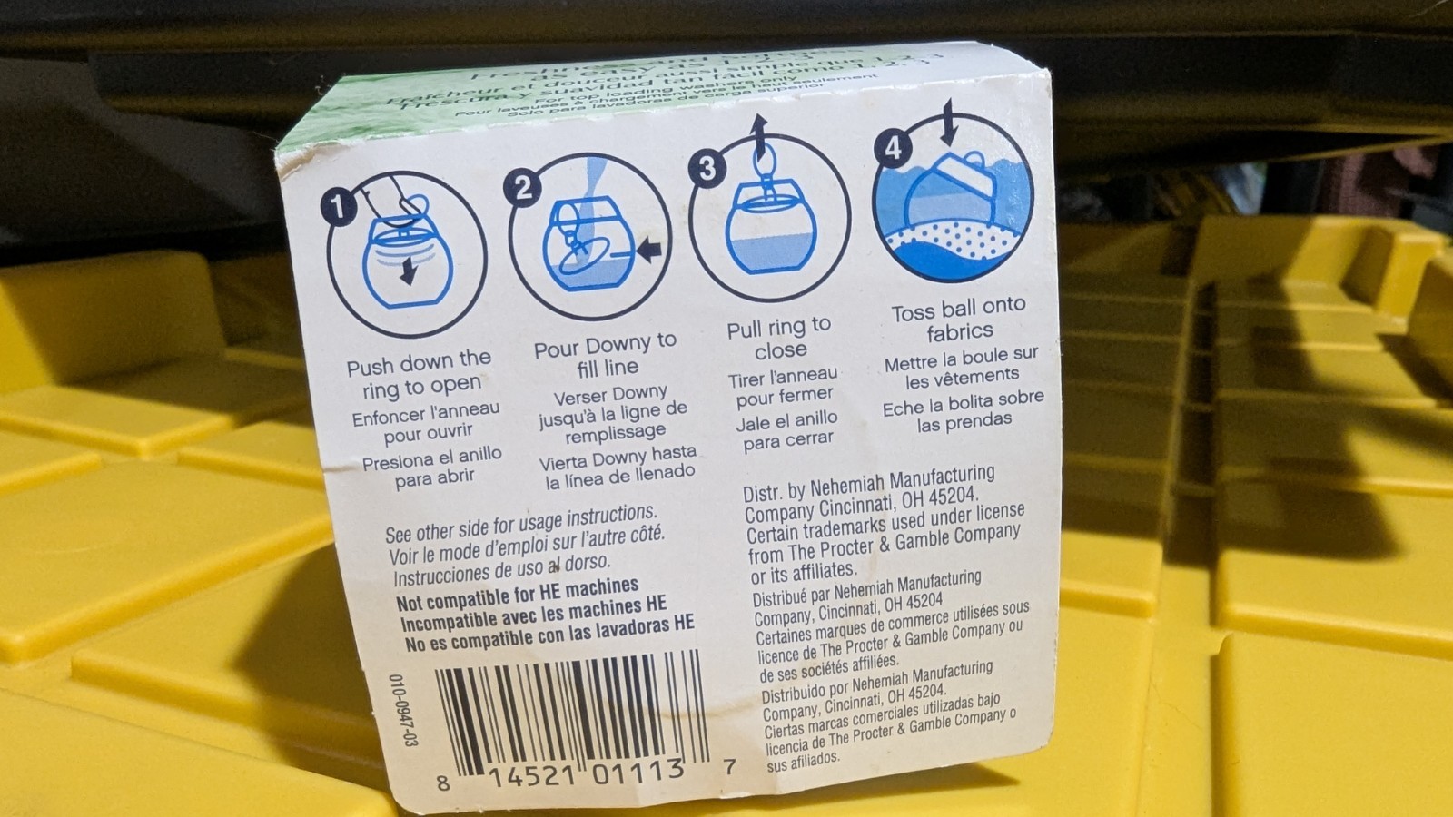 DOWNY BALL Liquid Fabric Softener Dispenser Blue Ultra downey TOP LOADER NWT