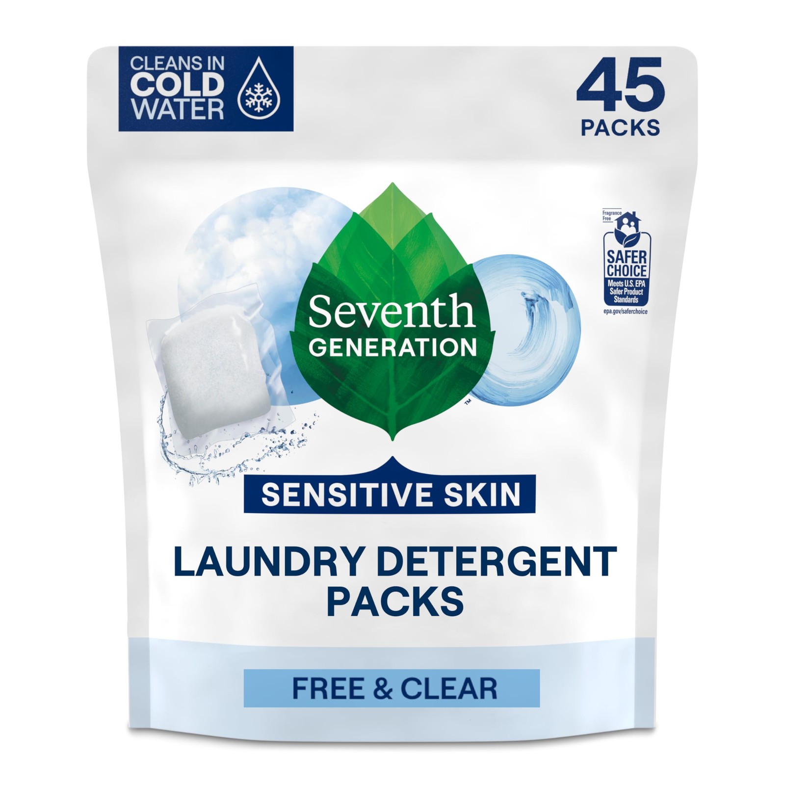Fragrance Free Laundry Packs For Sensitive Skin 45 Count Epa Safer Choice Cer…
