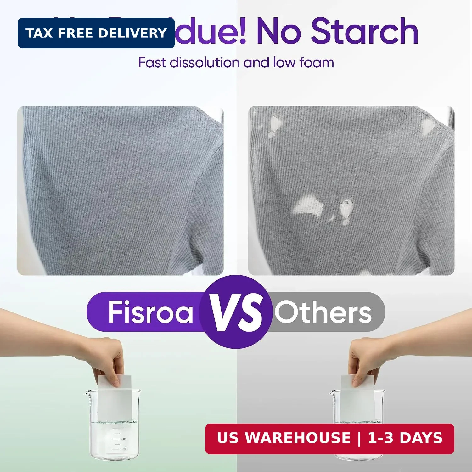 Lavender Laundry Detergent Sheets Travel Eco-friendly 300 Loads Fisroa Clothes W