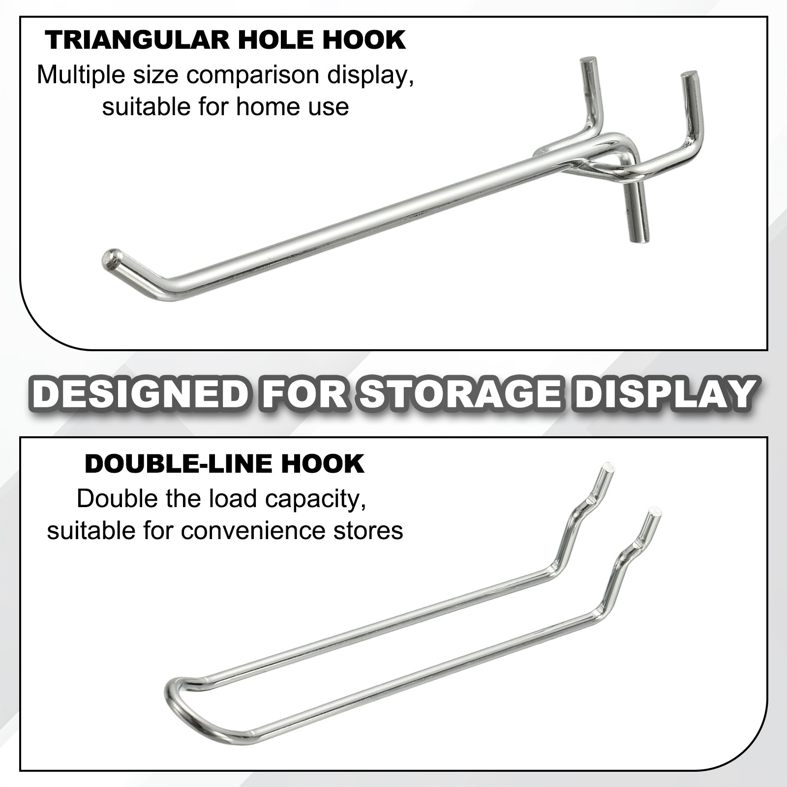 20 Pcs Pegboard Hooks, 7.9″ Peg Board Hooks Kit, Silver Tone (1mm)