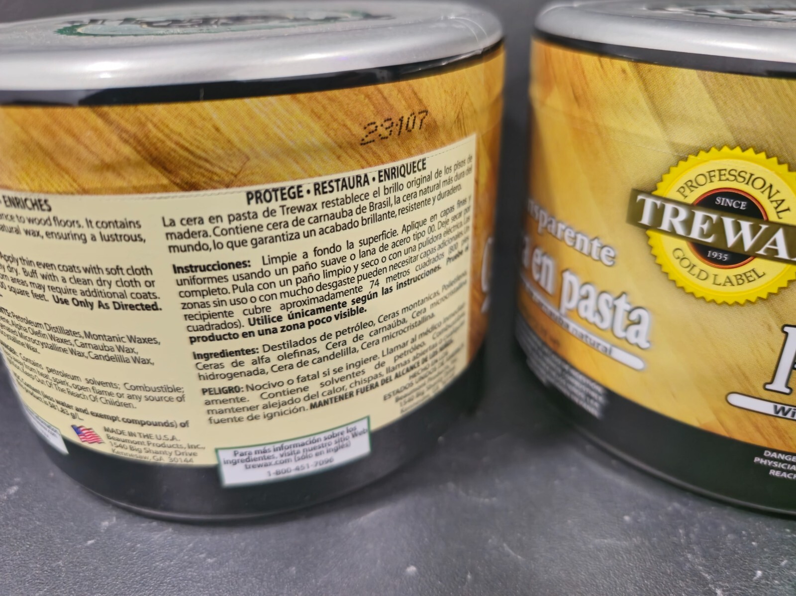 2 Pack Trewax Paste Wax with Carnauba Wax, Clear, 12.35-Ounce, Hardwood Floors