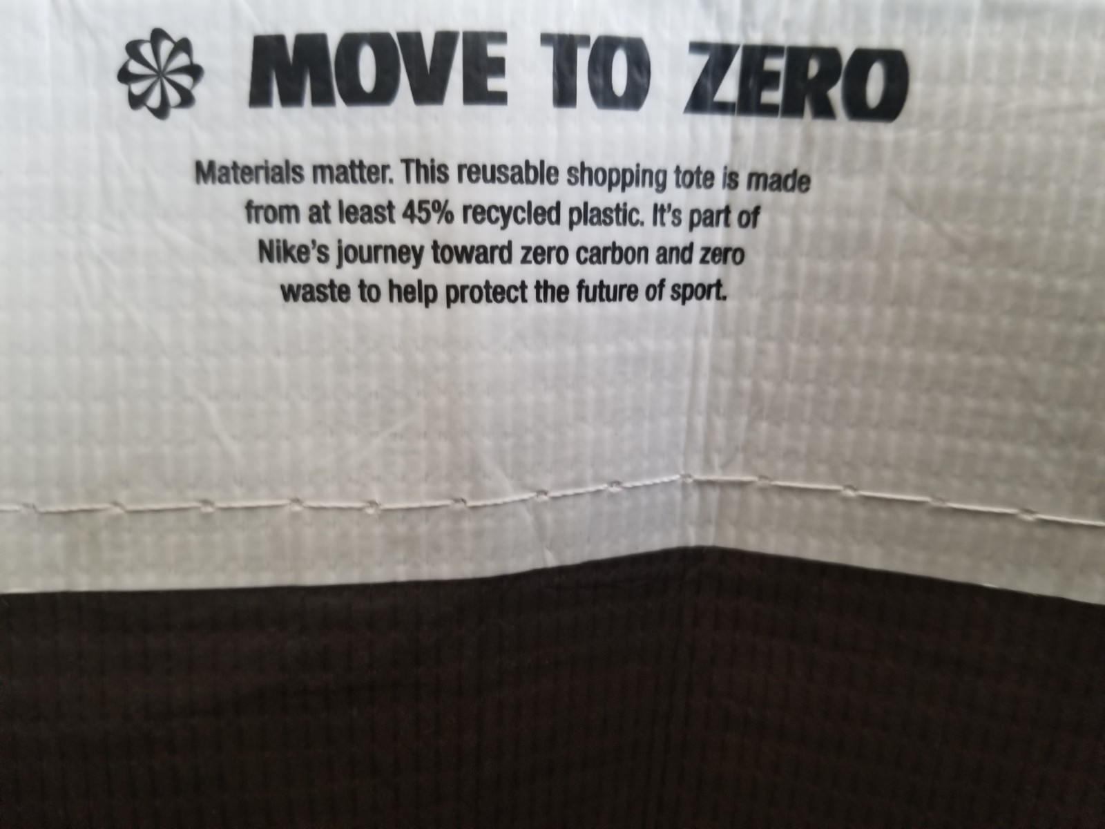 Nike Move to Zero Eco-Friendly Reusable Grocery Laundry Shopping Bag Gift Tote