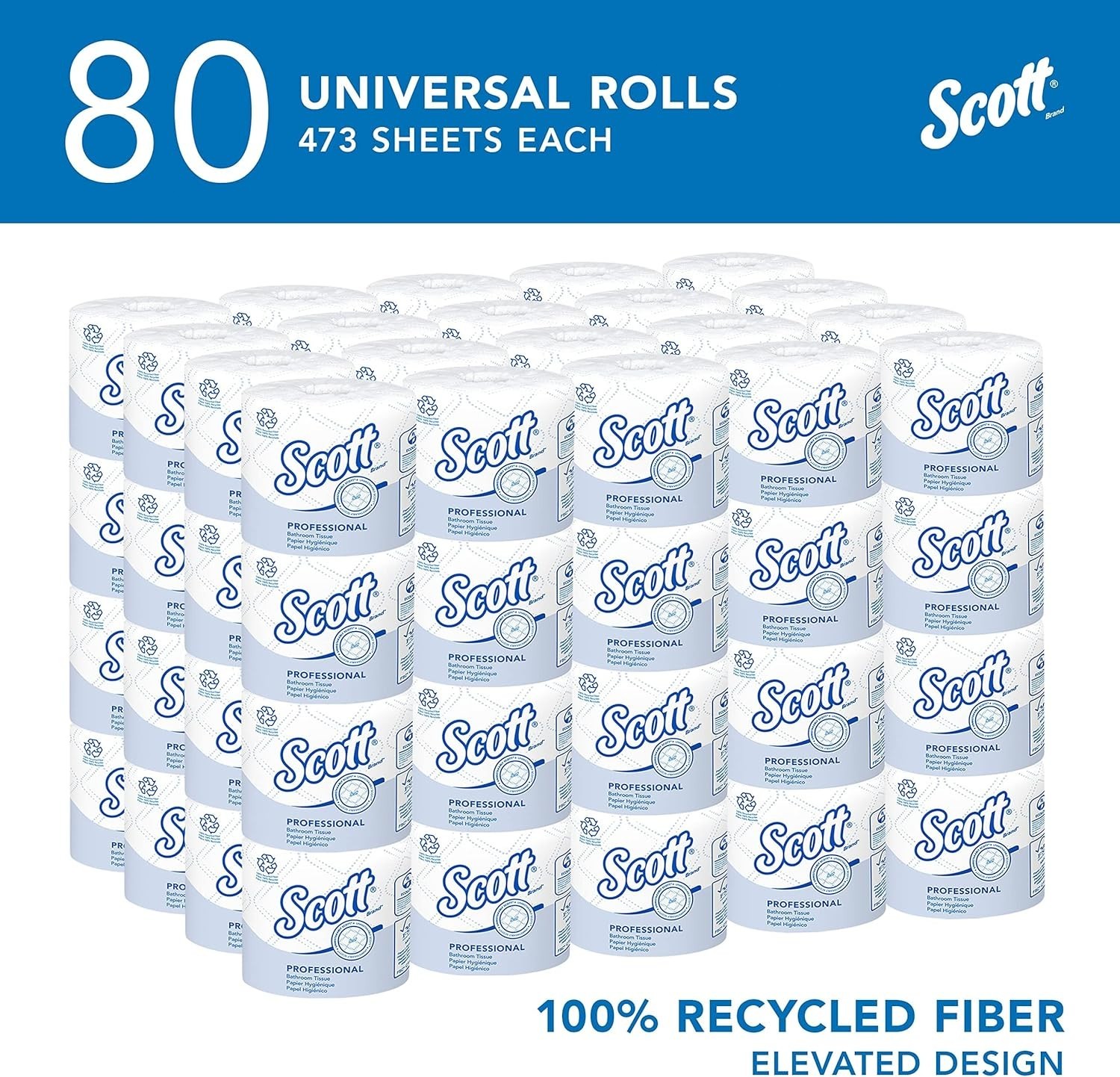 Recycled Fiber Toilet Paper Bulk Rolls 2-Ply White Eco-Friendly Septic Safe