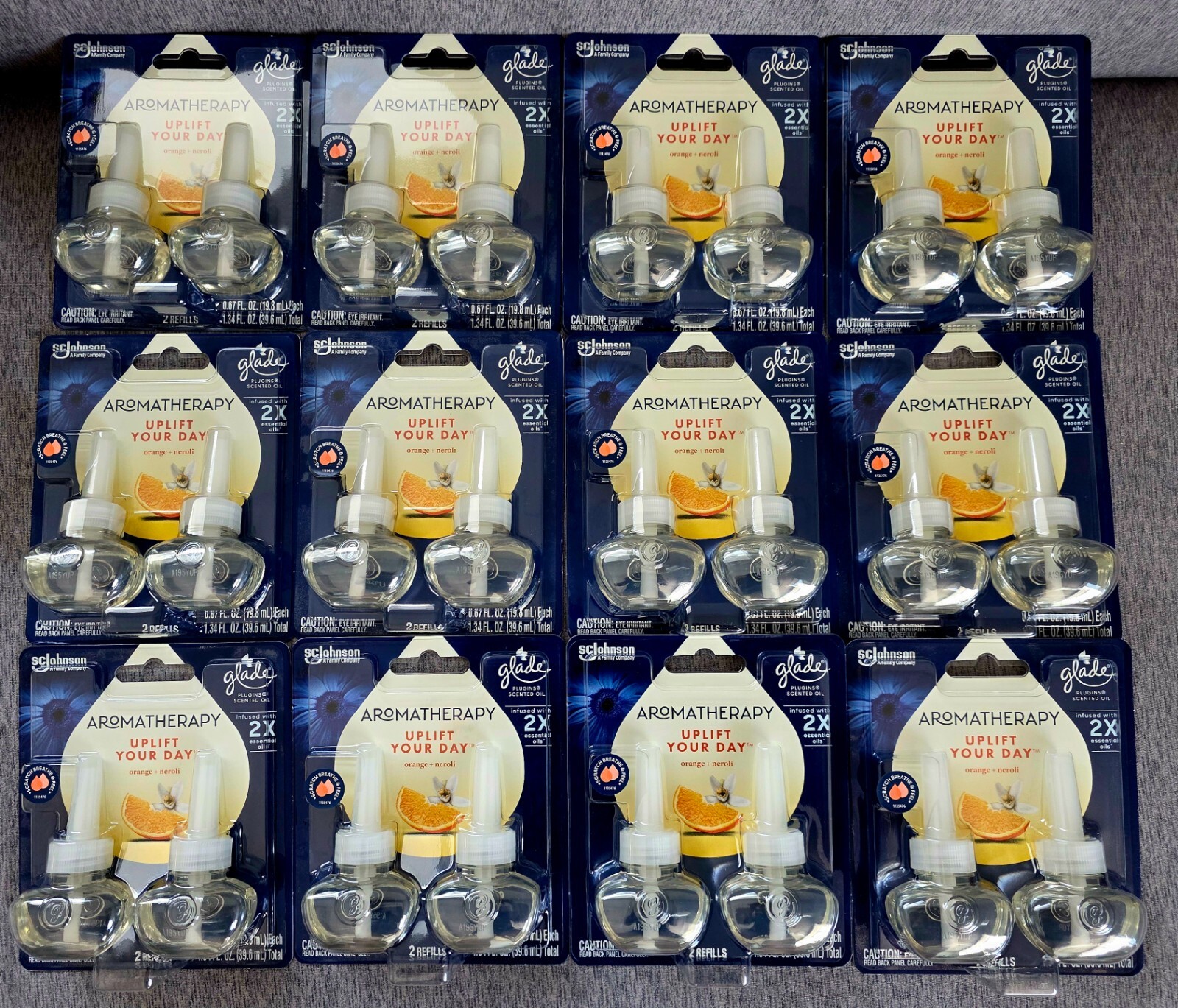 24 Glade Aromatherapy Oil Refills, Uplift Your Day ( Orange + Neroli ) Limited