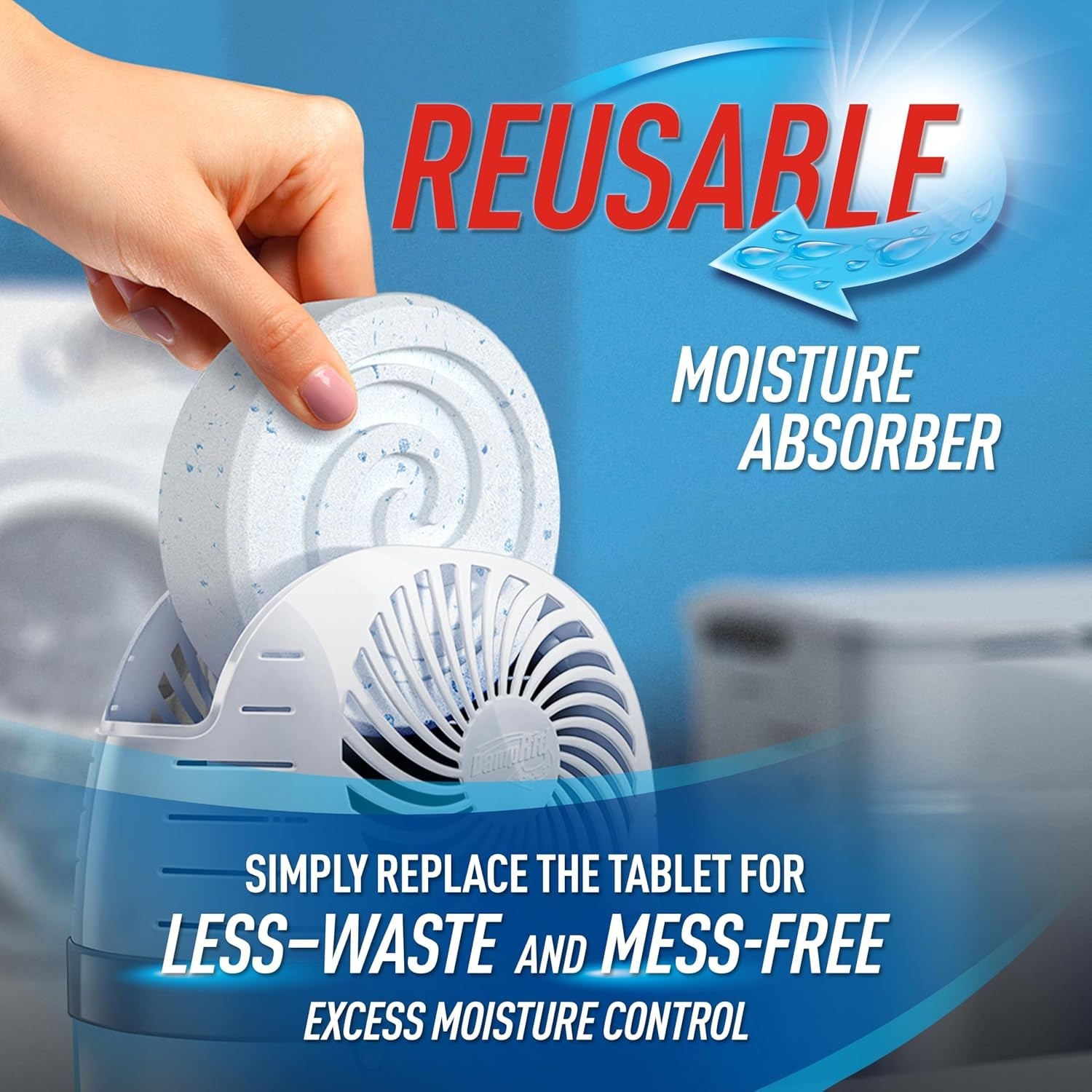 Reusable Moisture Absorber with 4 Drop-In Tablets, Fresh Scent, 15.8 oz., Att…