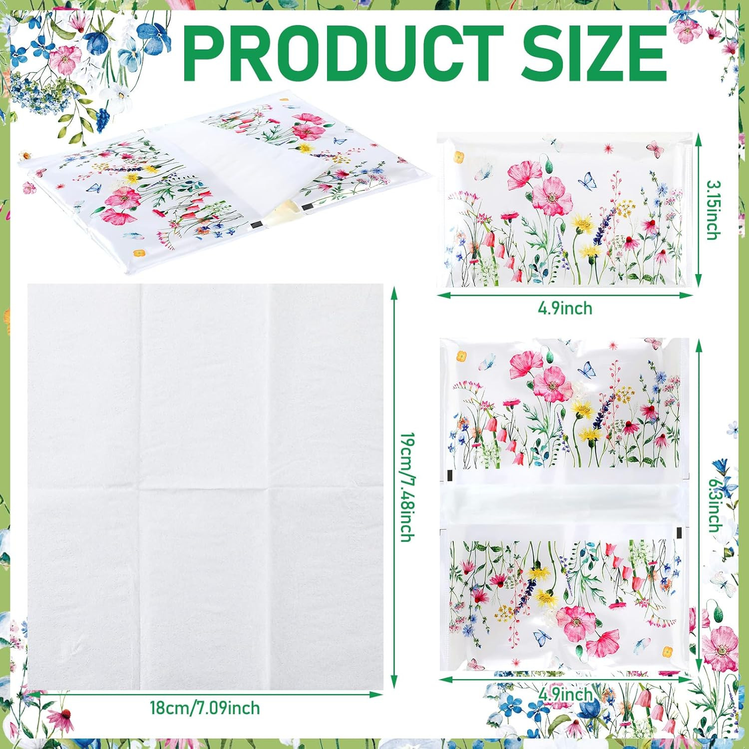 50 Pack Spring Floral Pocket Tissues Individual Packs Wildflower Wallet Facial T