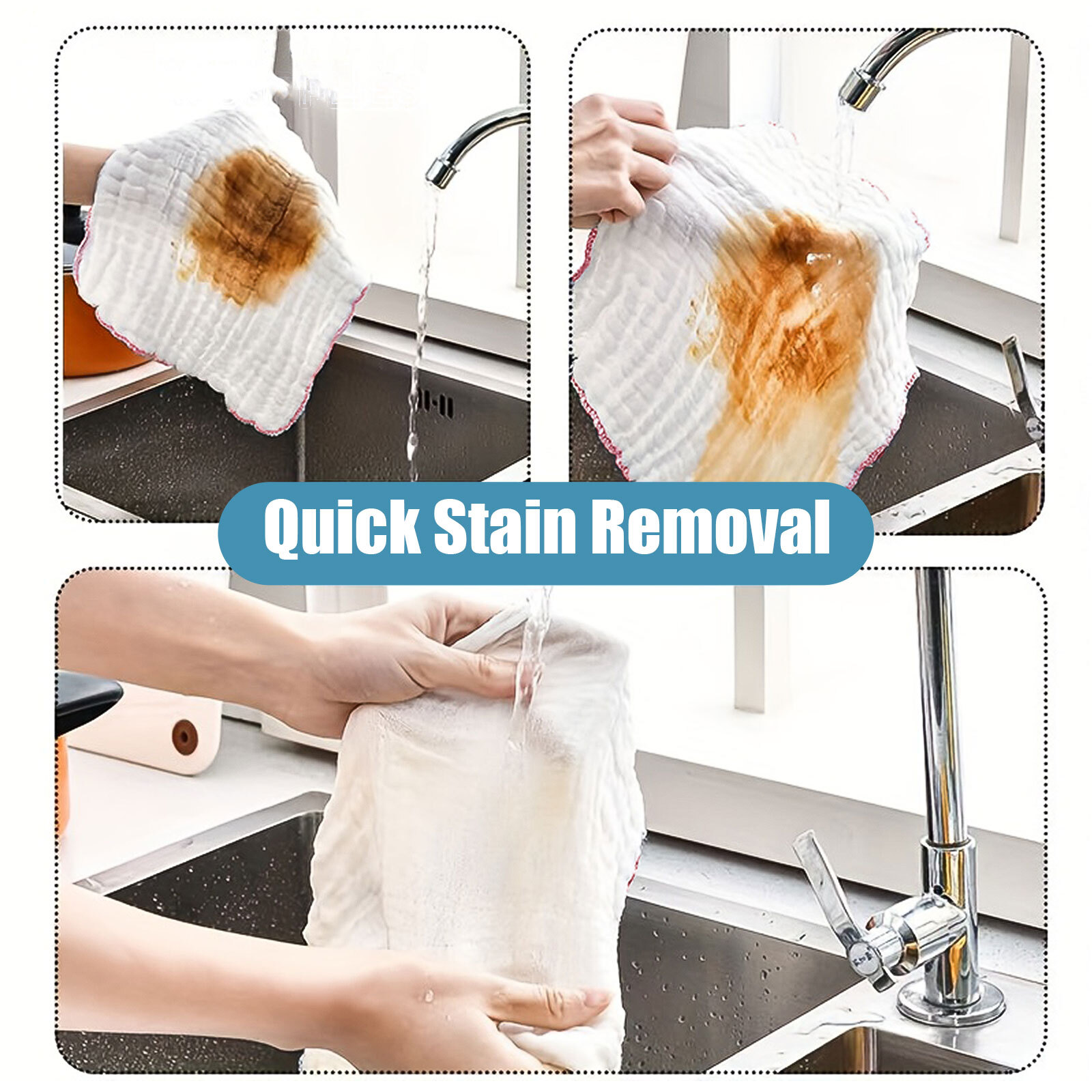 8x Ultra-Soft Super Absorbent Kitchen Cleaning Cloths 8x8in Reusable Dish Towels