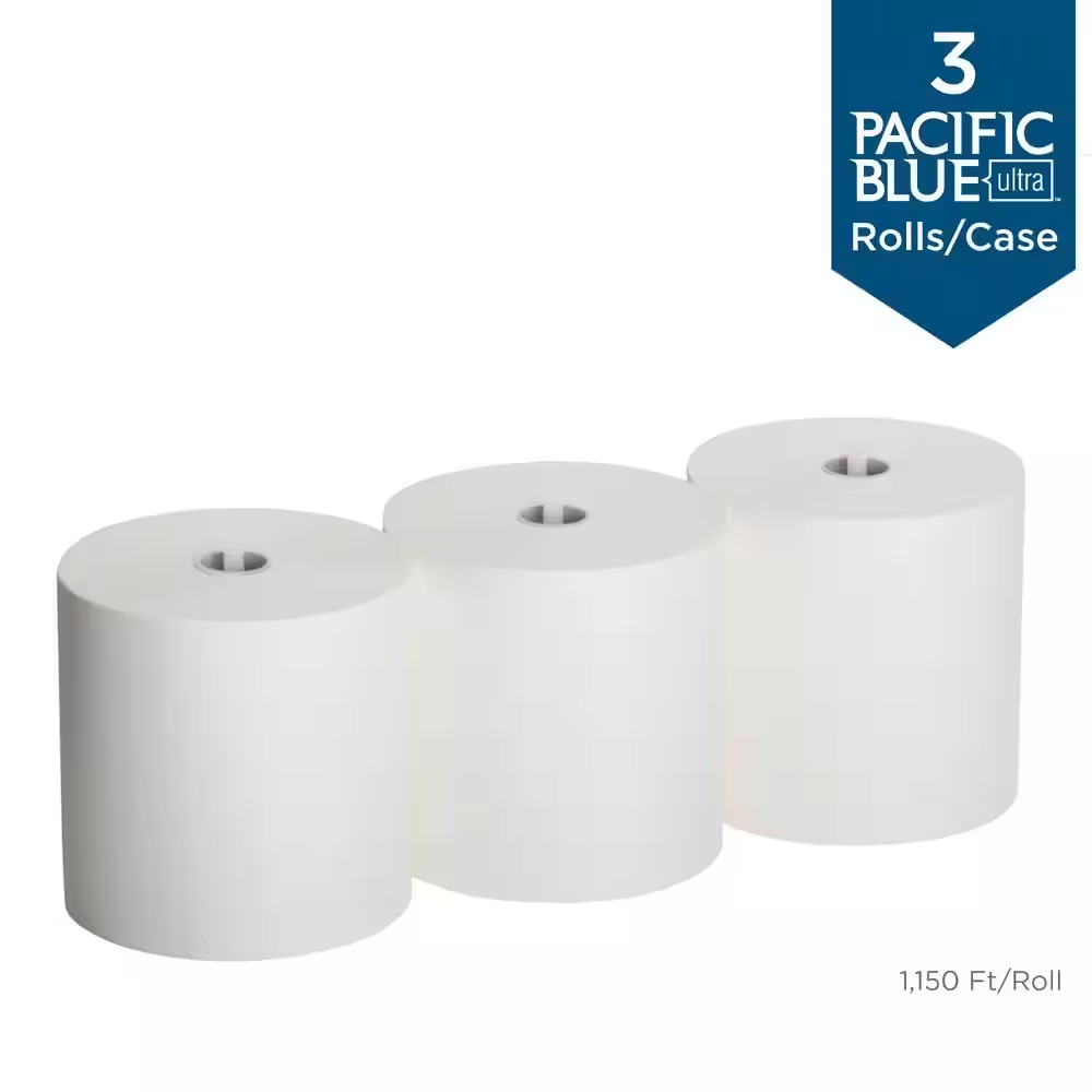 1150 Ft. L White Paper Towel Roll (3-Rolls per Pack)