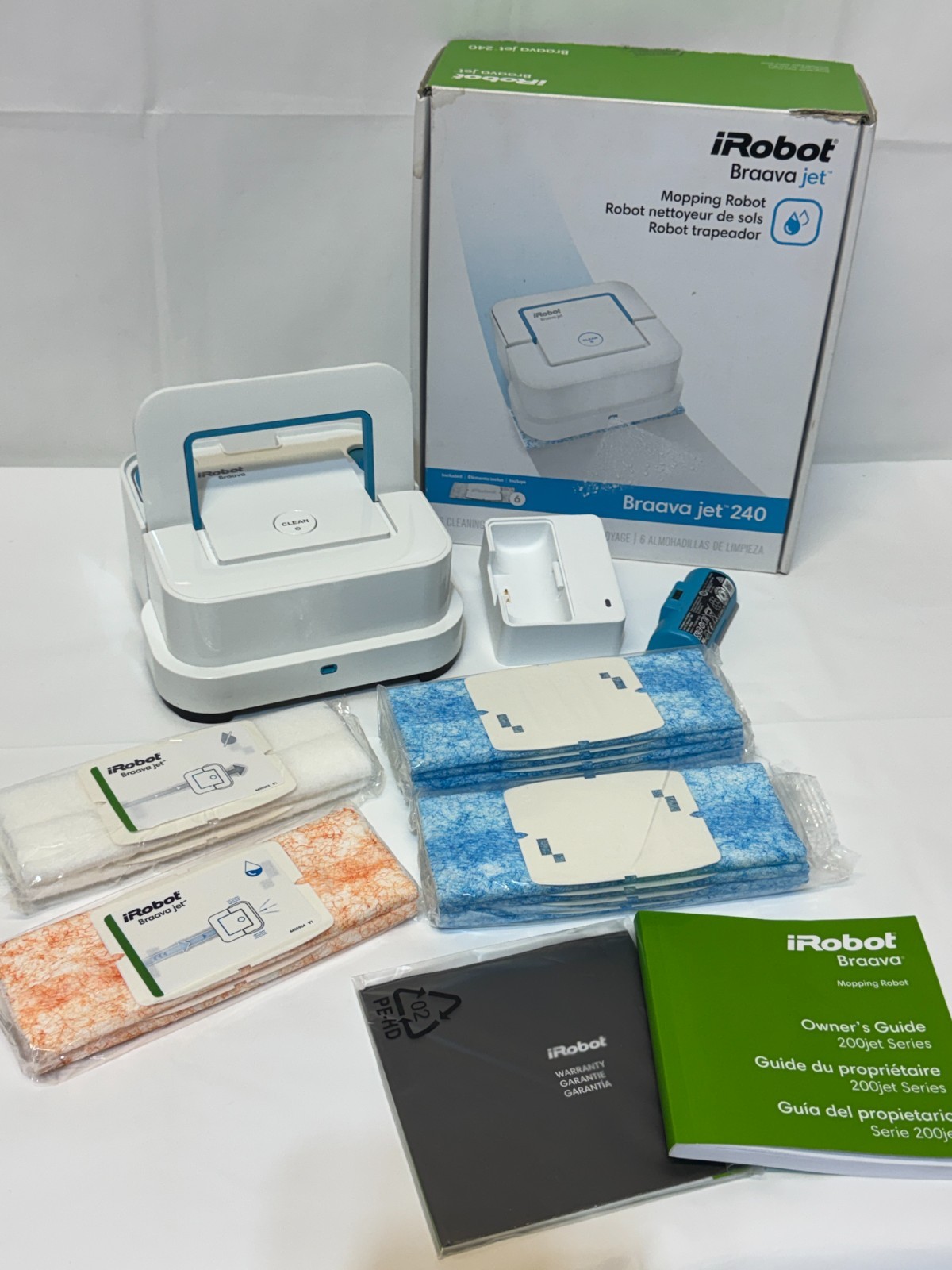 iRobot Braava Jet 240 Mopping Robot, Charger, Battery & Pads (FULLY TESTED)