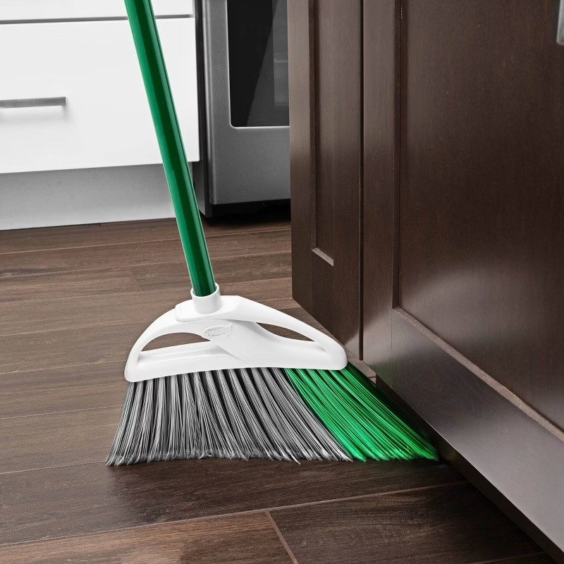 Large Precision Angle Broom with Dustpan: Steel Handle, Grip Handle, Hanging