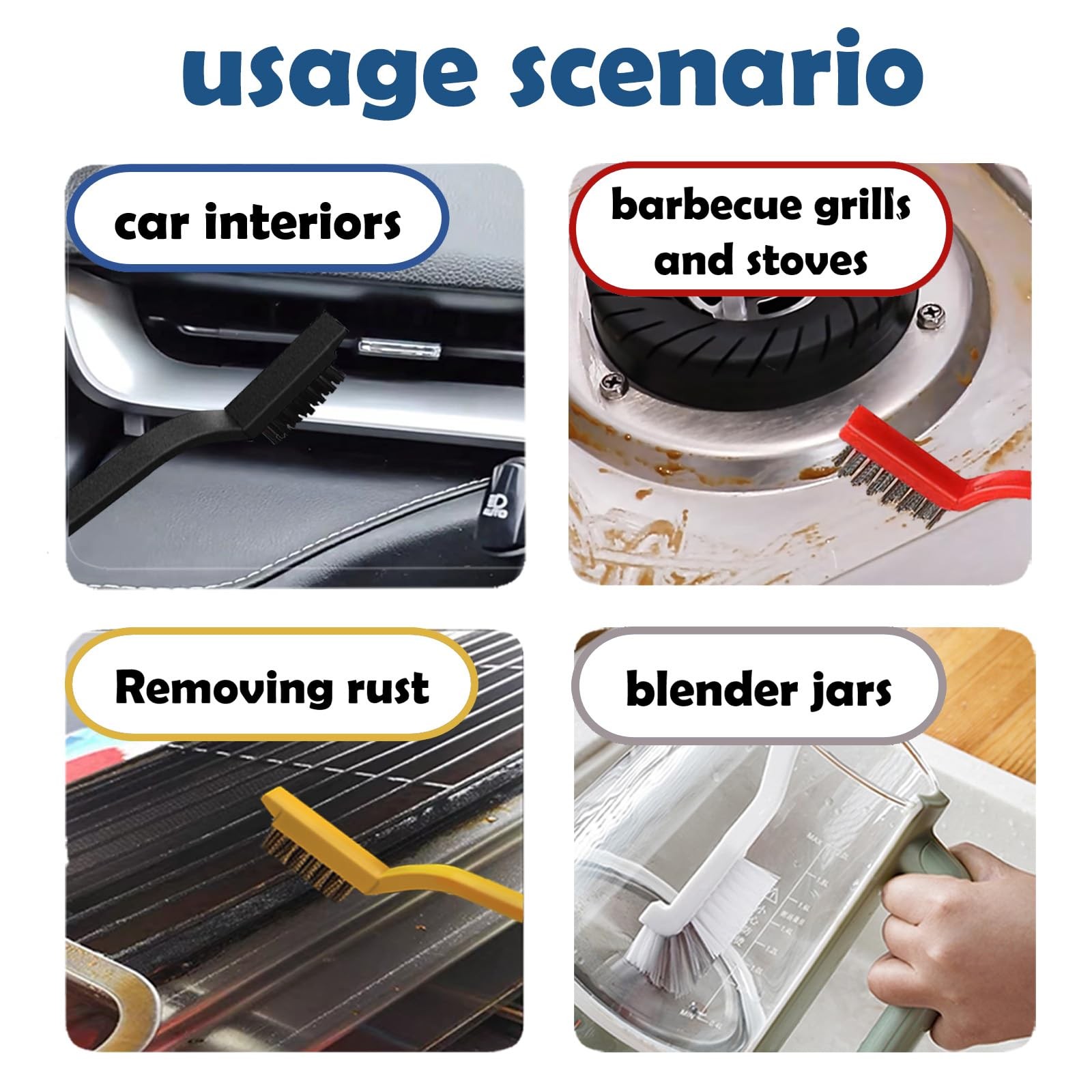 Crevice Cleaning Brush Set, Multi-Purpose Hard Bristle Brushes for Deep Clean…