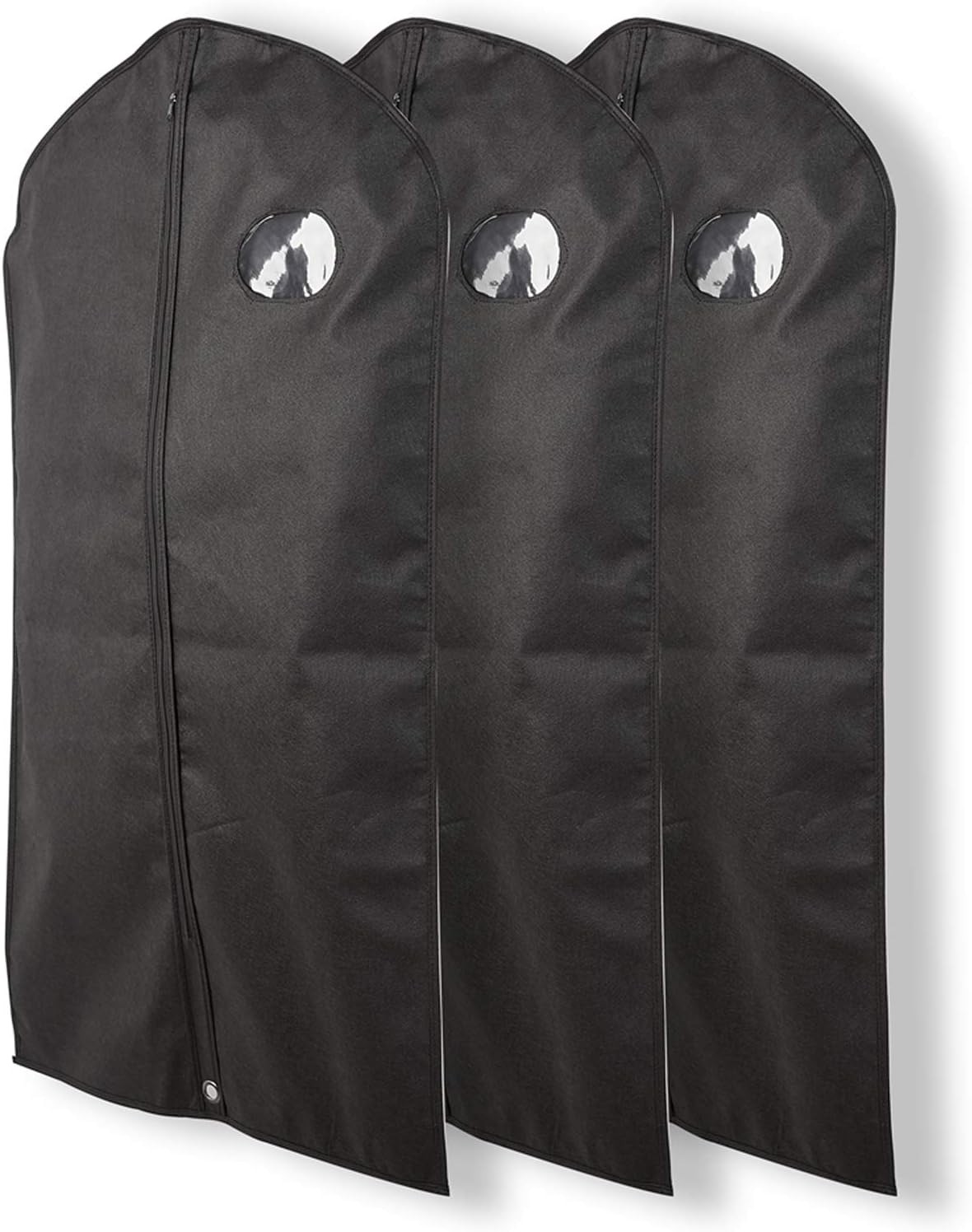 Pack of 3, 41 Inches Black Hanging Breathable Suit Garment Bags for Mens Clos…