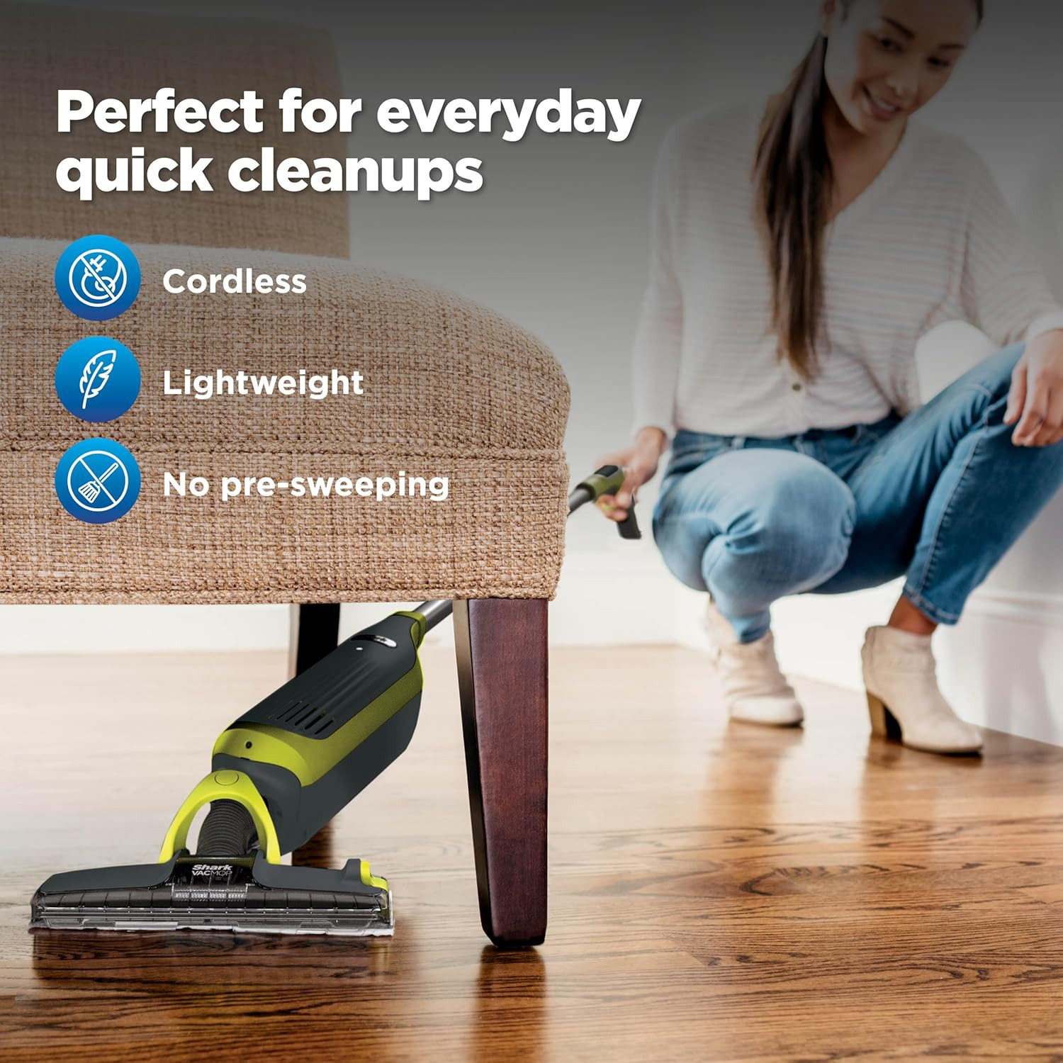 Shark VACMOP Cordless Vacuum & Spray Mop, Gray, VM180 | Hard Floor Cleaner