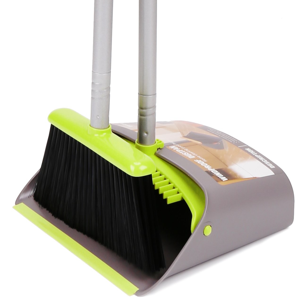 TreeLen Broom and Dustpan 52 inch Dustpan, B Gray Green Set