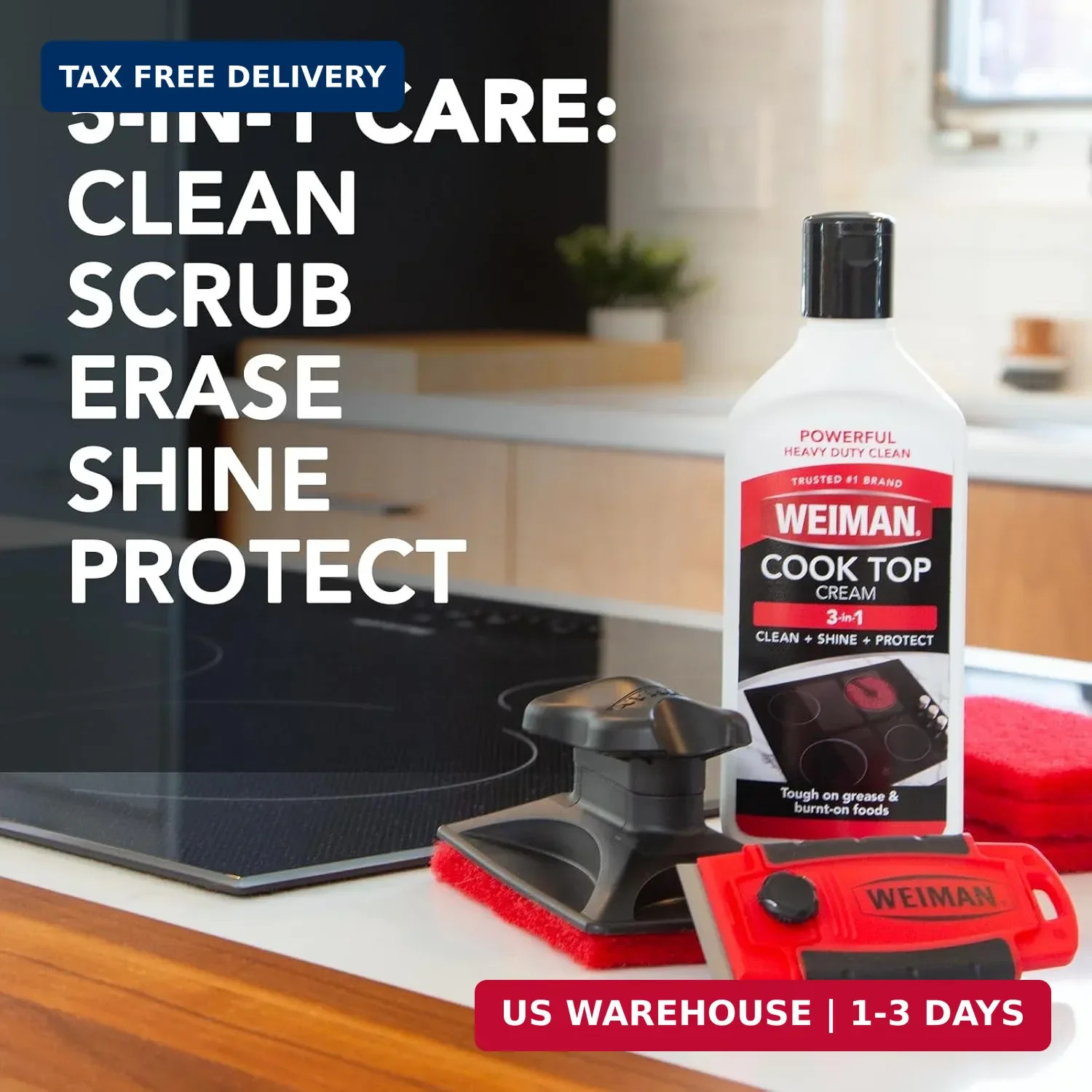 Weiman Glass & Ceramic Cooktop, Stove Top & Oven Cleaner Kit – Kitchen Cleaner C