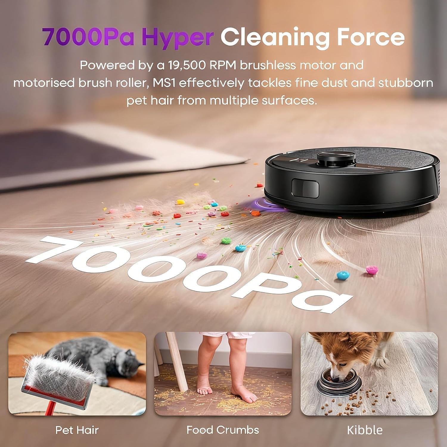 Robot Vacuum & Mop Combo 7000Pa Robotic Vacuum W/ Lidar Navigation 180mins
