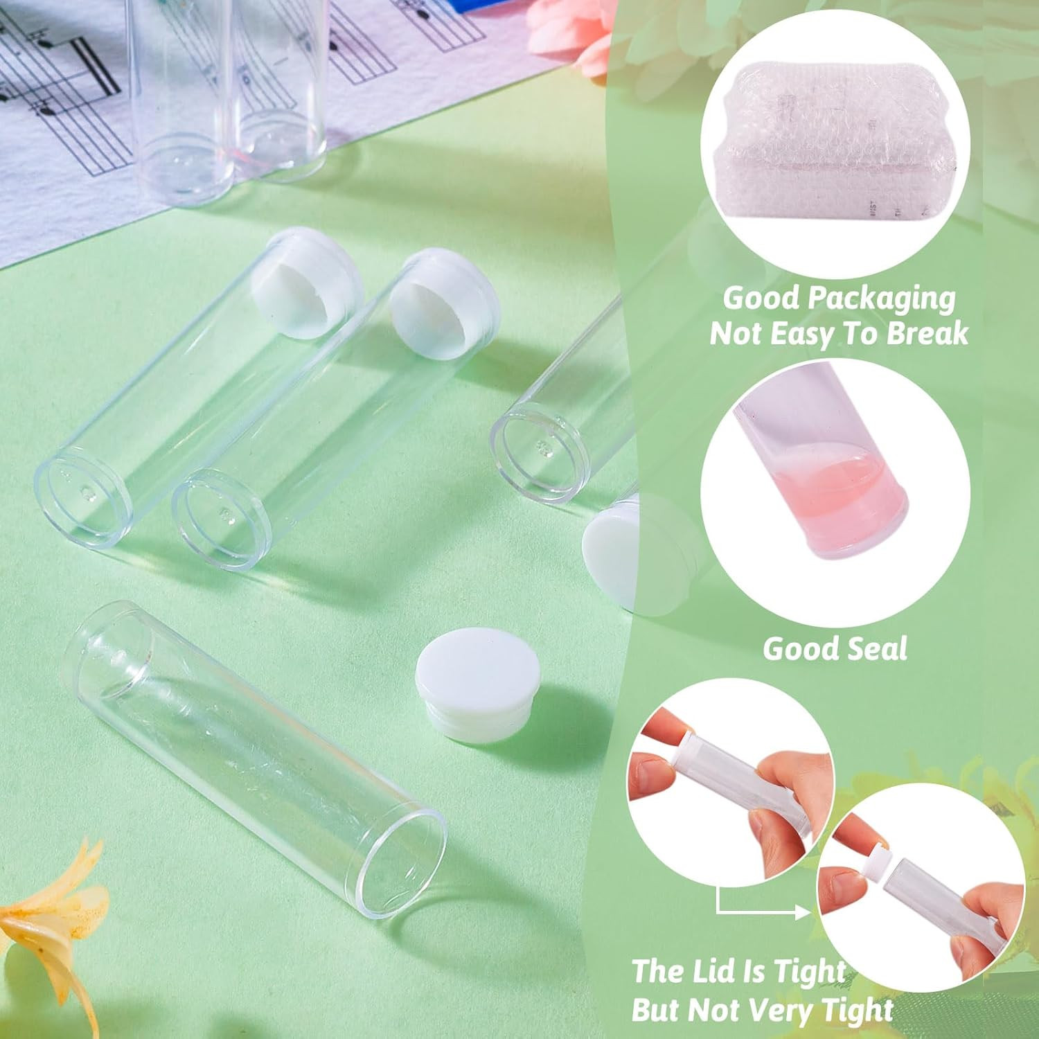 Elecrelive 100PCS Clear Plastic Tube Transparent Storage Tubes Bead Containers