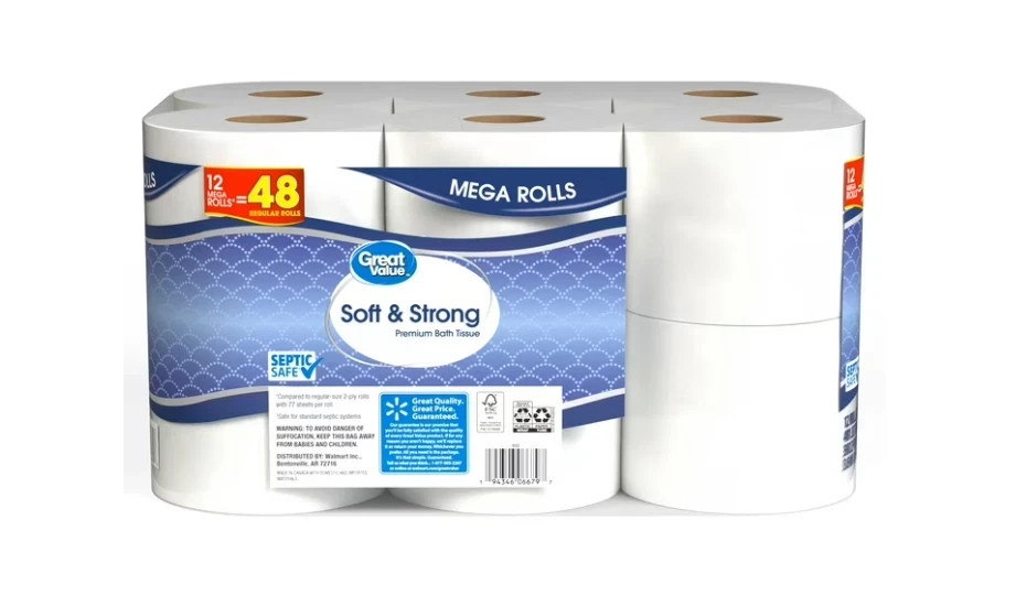 Great Value Soft & Strong Toilet Paper 12 Mega Rolls 380 Sheets Roll
