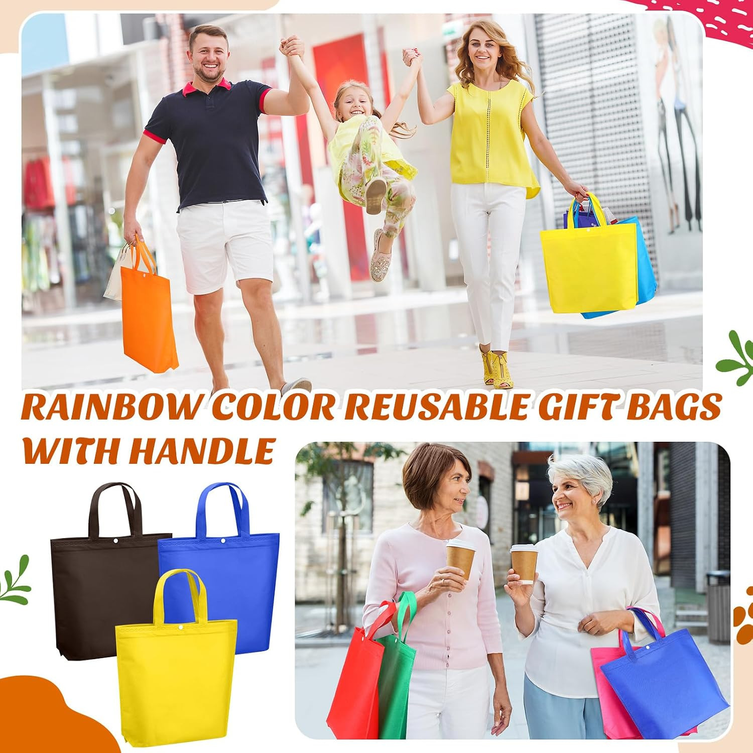 100 Pcs Reusable Shopping Bags Bulk