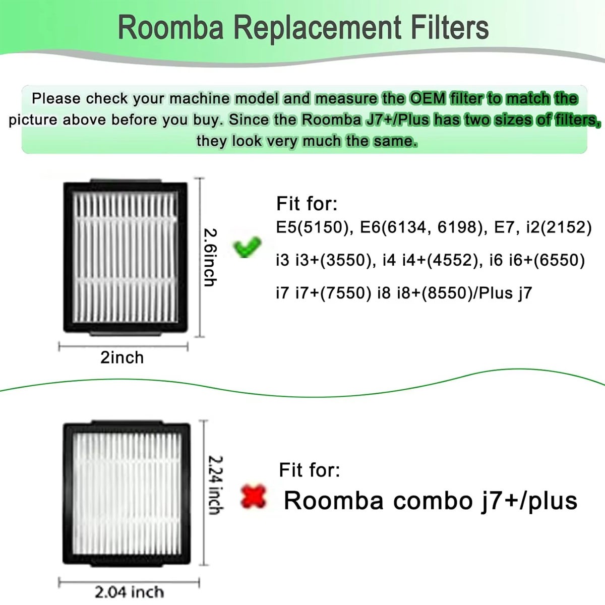 For iRobot Filter Replacement Parts Roomba e5 e6 e7 i7 i7+i7 Plus e and i Series