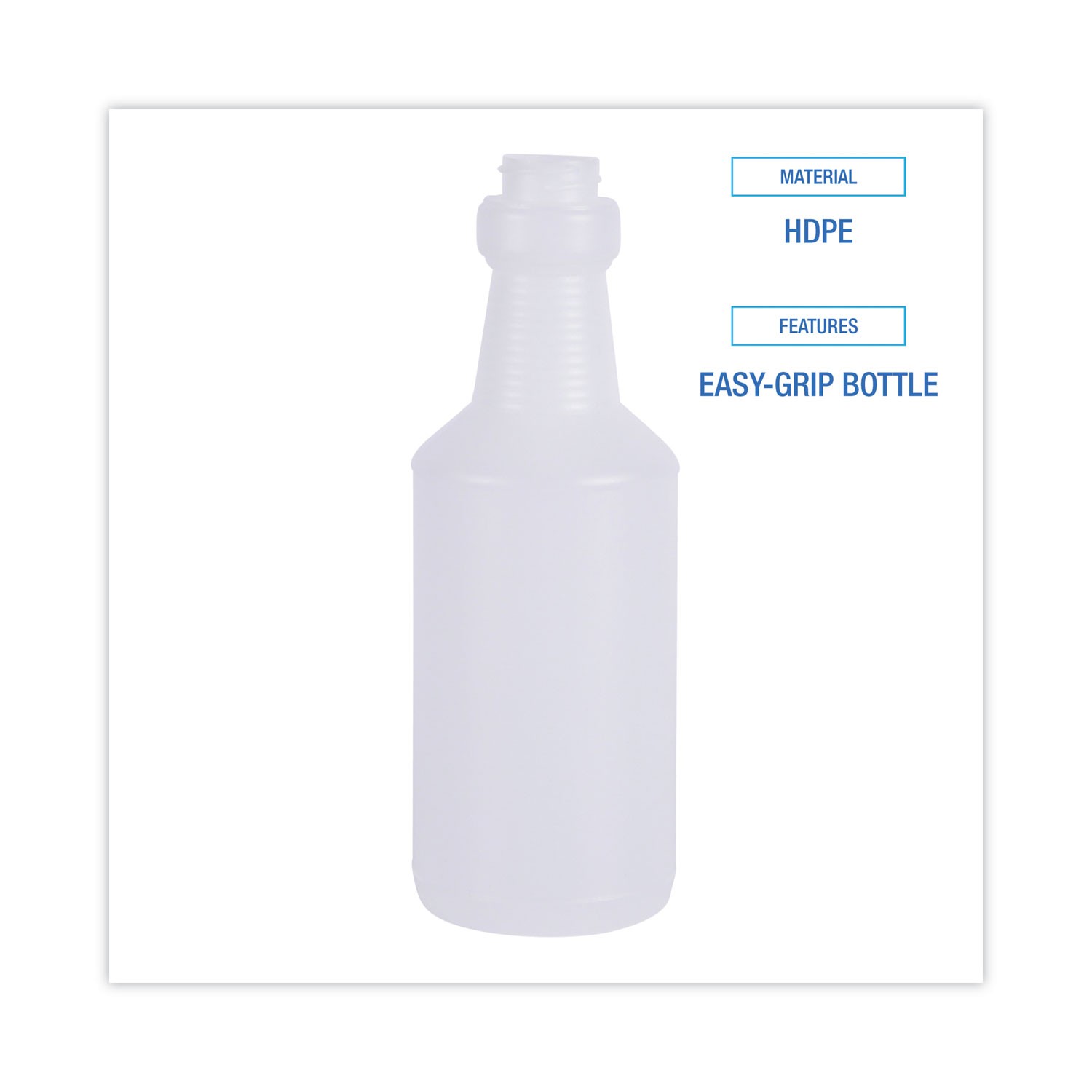 Boardwalk® Handi-Hold Spray Bottle, 16 oz, Clear, 24/Carton