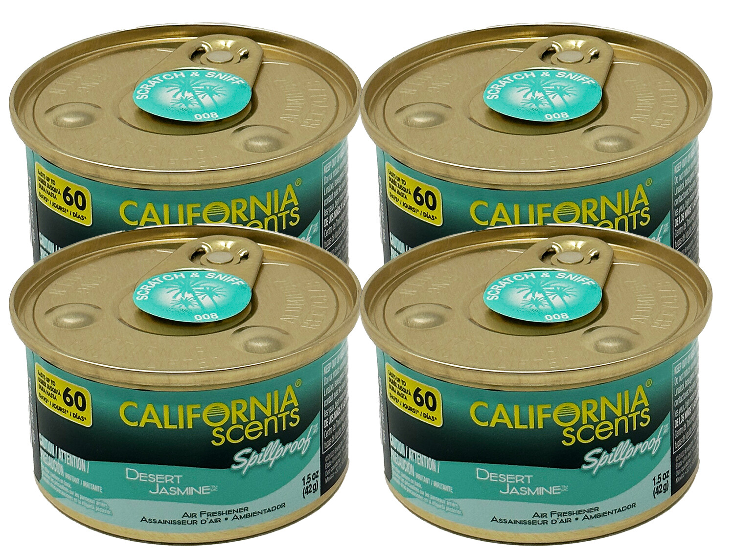 California Scents Spillproof Car Air Freshener, Desert Jasmine, 4 Packs