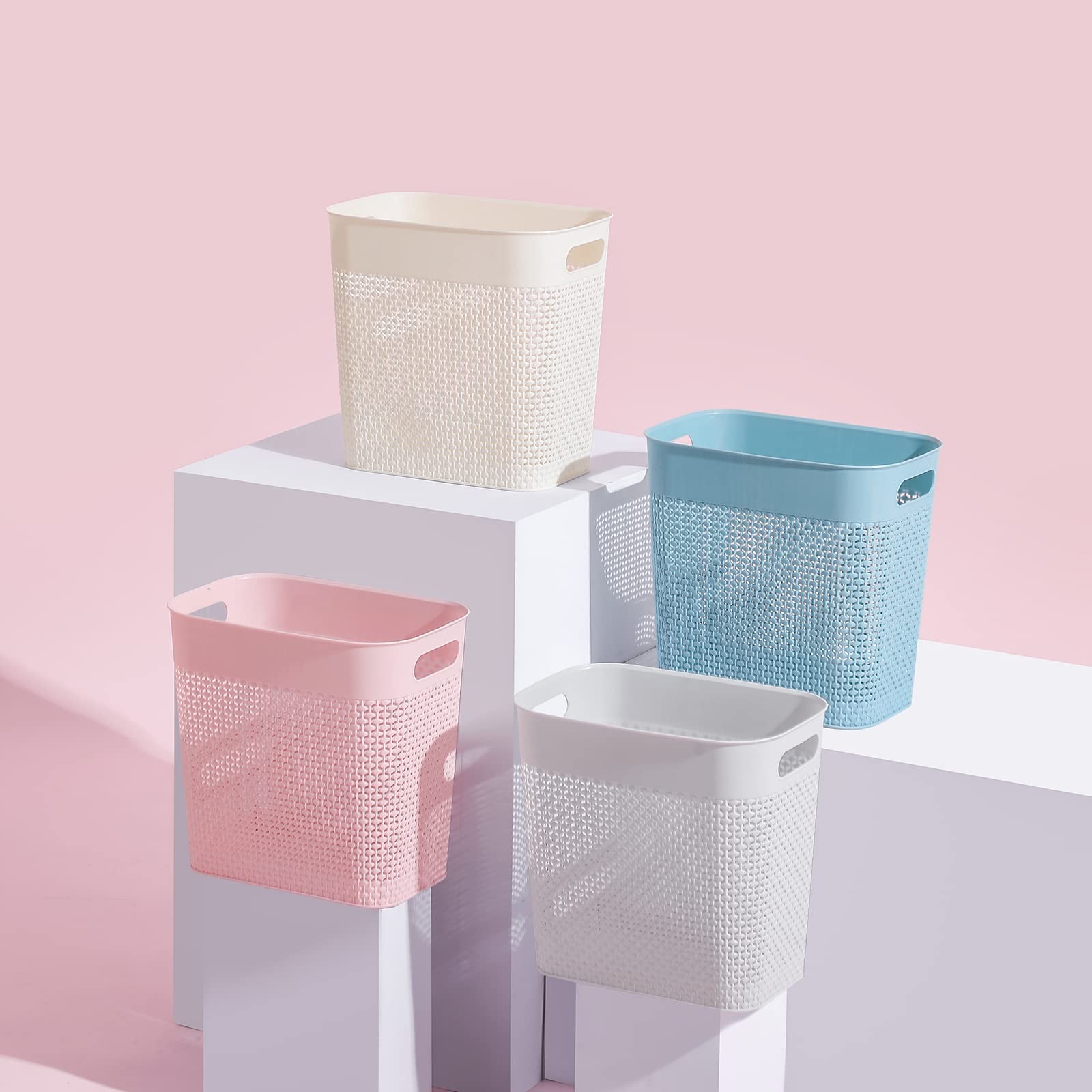 1 Pack 3G Pink Plastic Trash Can, Wastebasket, Garbage, Bathrooms, Kids Rooms