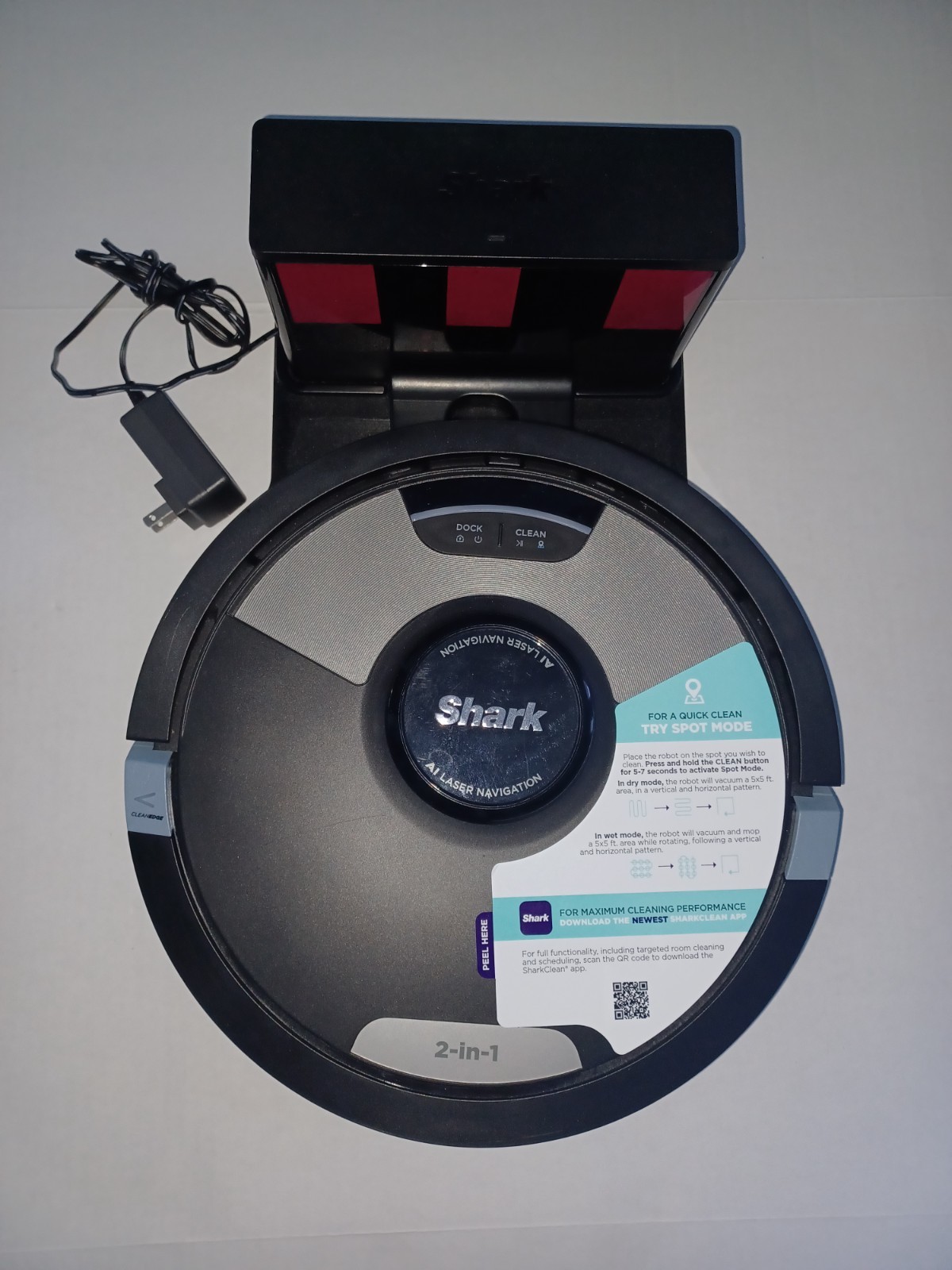 Shark AI Ultra Robot 2-in-1 Vac & Mop Black RV2610WZUS TESTED WORKS