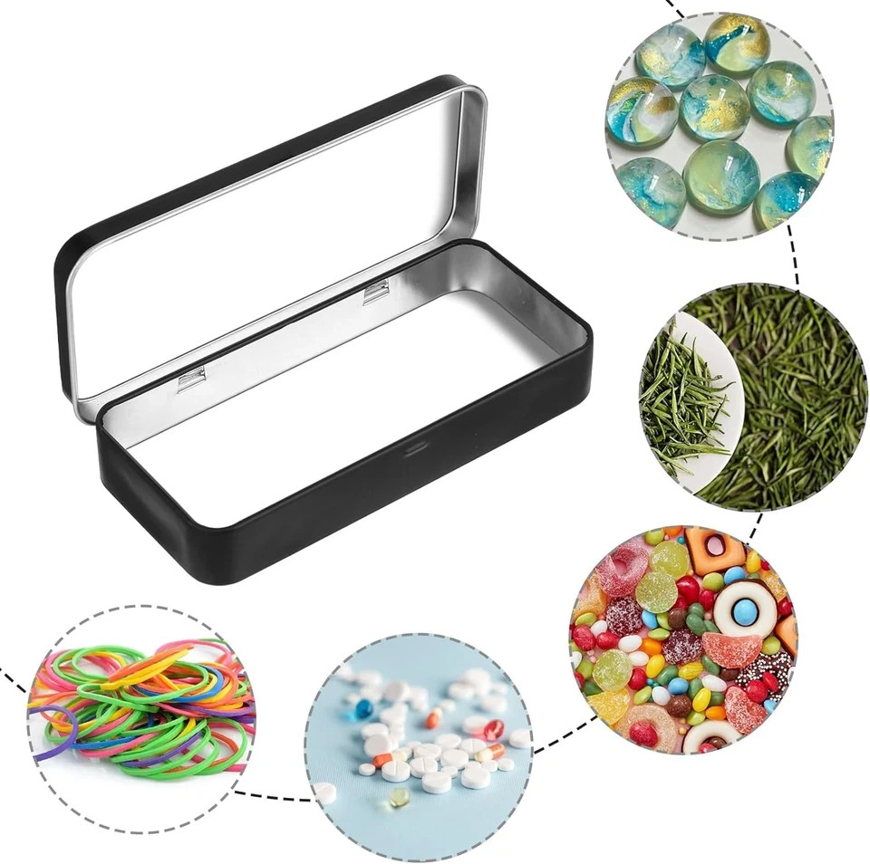 Metal Rectangular Hinged Tin Box Empty Storage Containers for Jewelry Crafts Hom