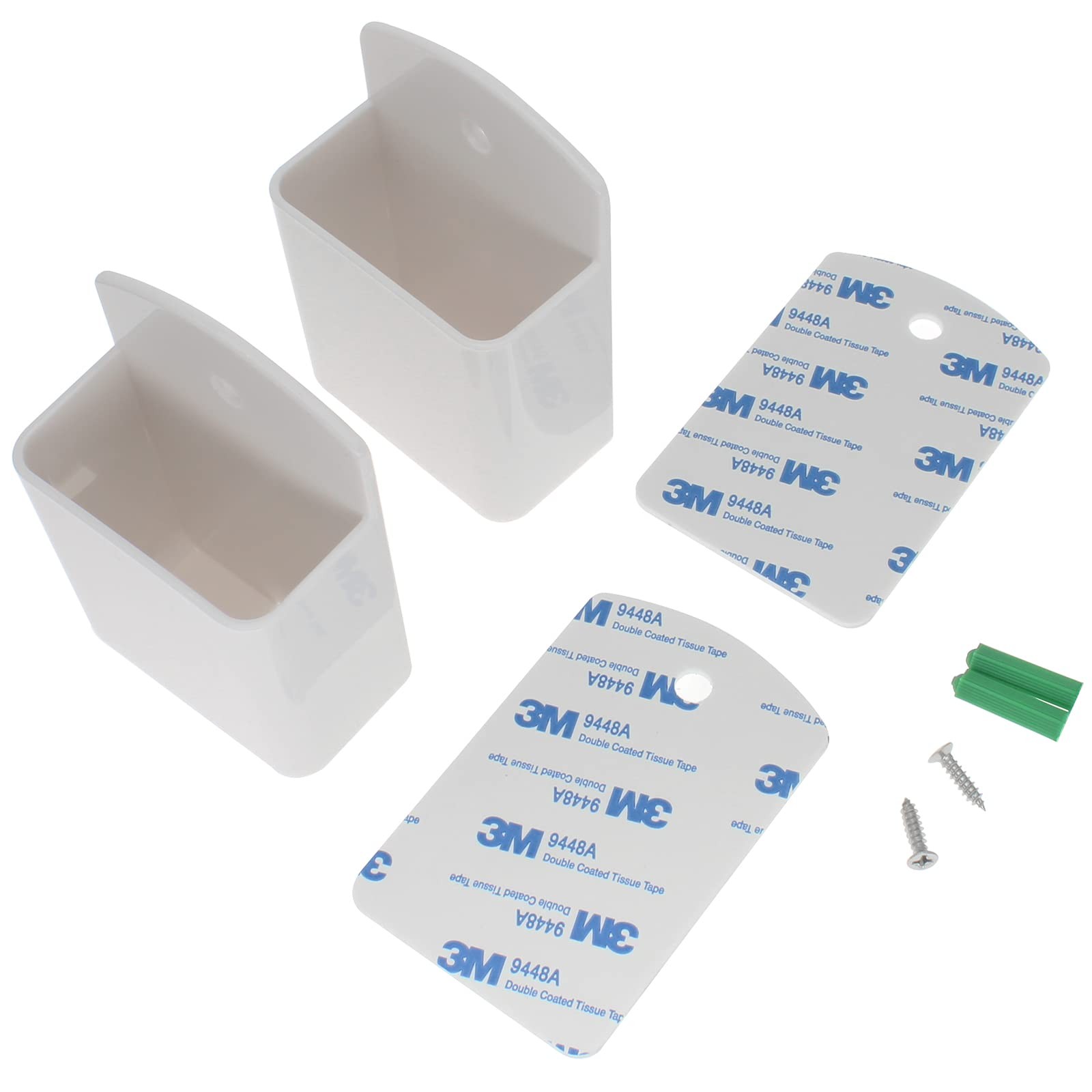 2 PCS Wall Mount Remote Control Storage Boxes Adhesive White