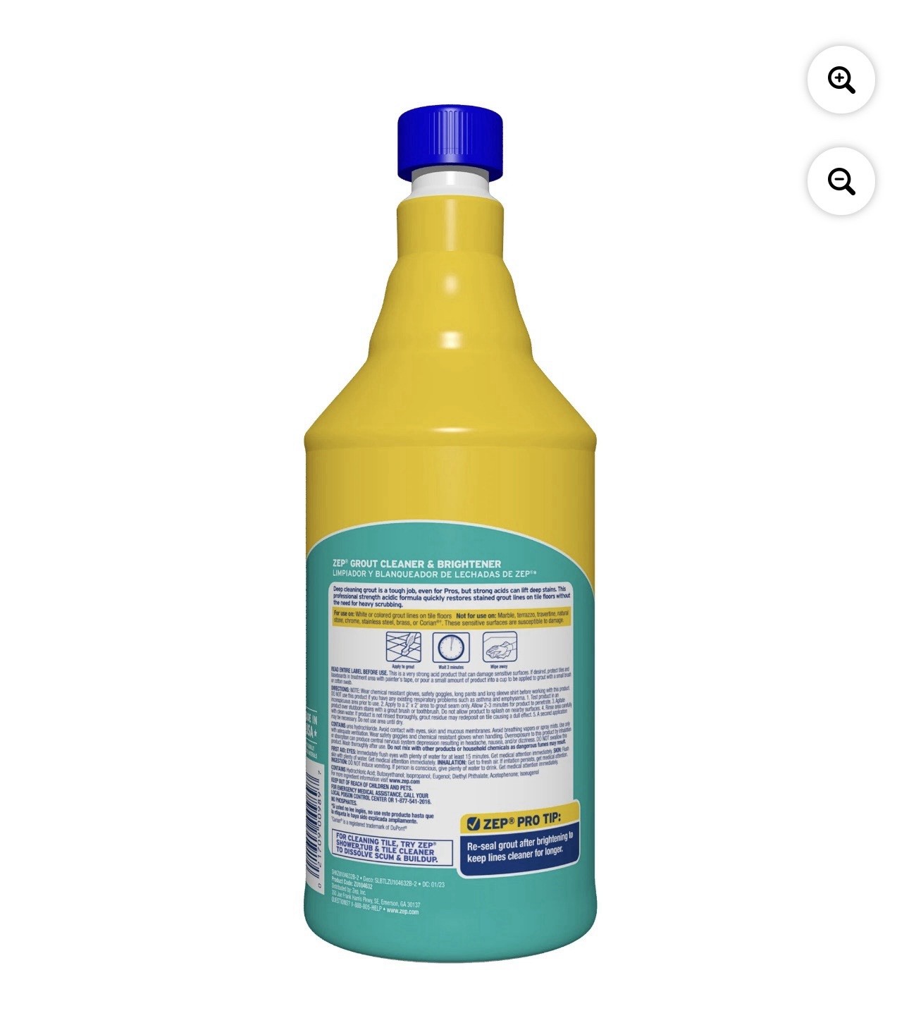 Zep Grout Cleaner and Brightener and Easy to Use Handheld Brush Case Of 2 32 oz