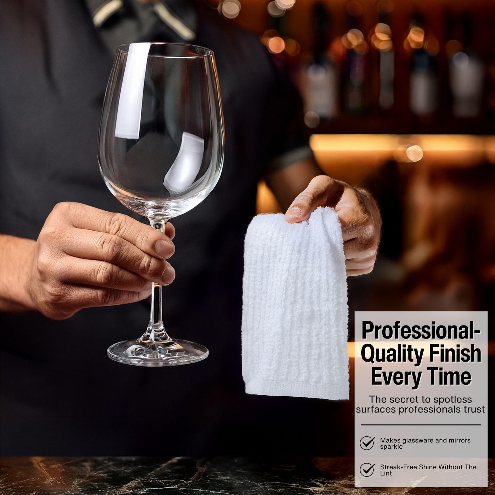 Bar Towels – Mop Cleaning Kitchen (12 Pack, 16 x 19 Inches, White