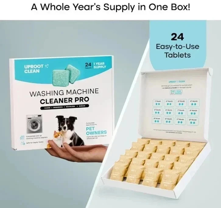 Uproot Clean Washing Machine Cleaner Tablets – 24 Pack for a 12 Month Supply. Fo
