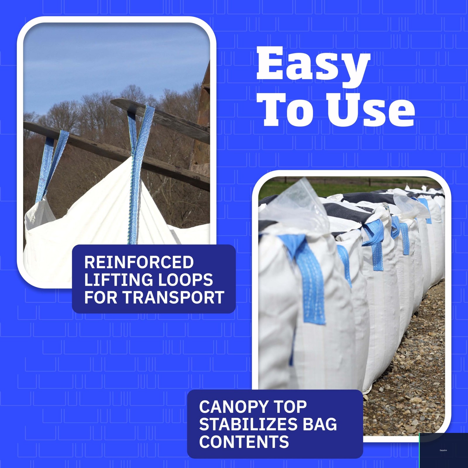 Heavy Duty Bulk Bags, 200 Gallon, Flap Top, Polypropylene, 2200 lbs
